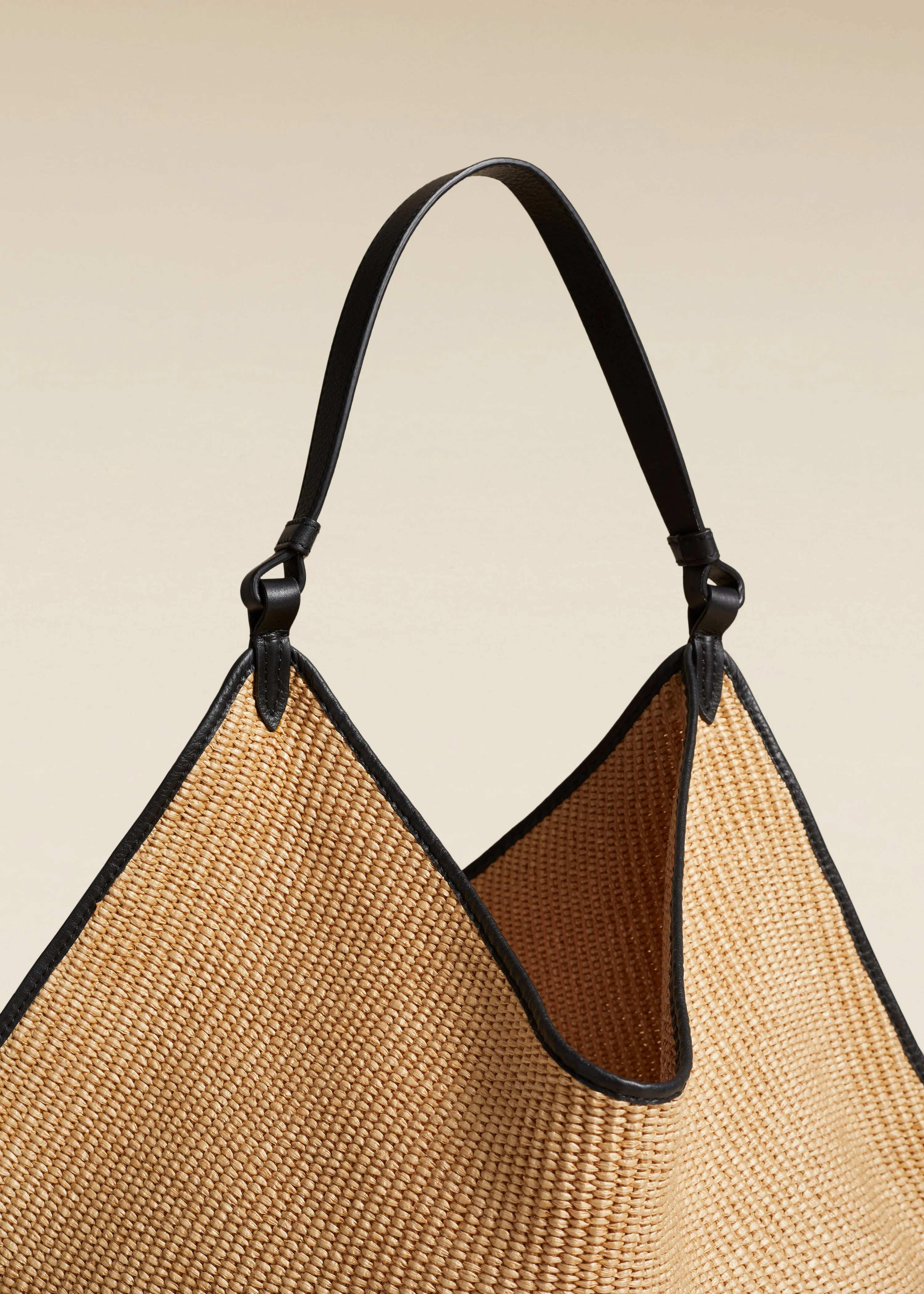 The Medium Lotus Tote in Natural Raffia and Black Leather sold by KHAITE product image thumbnail 3