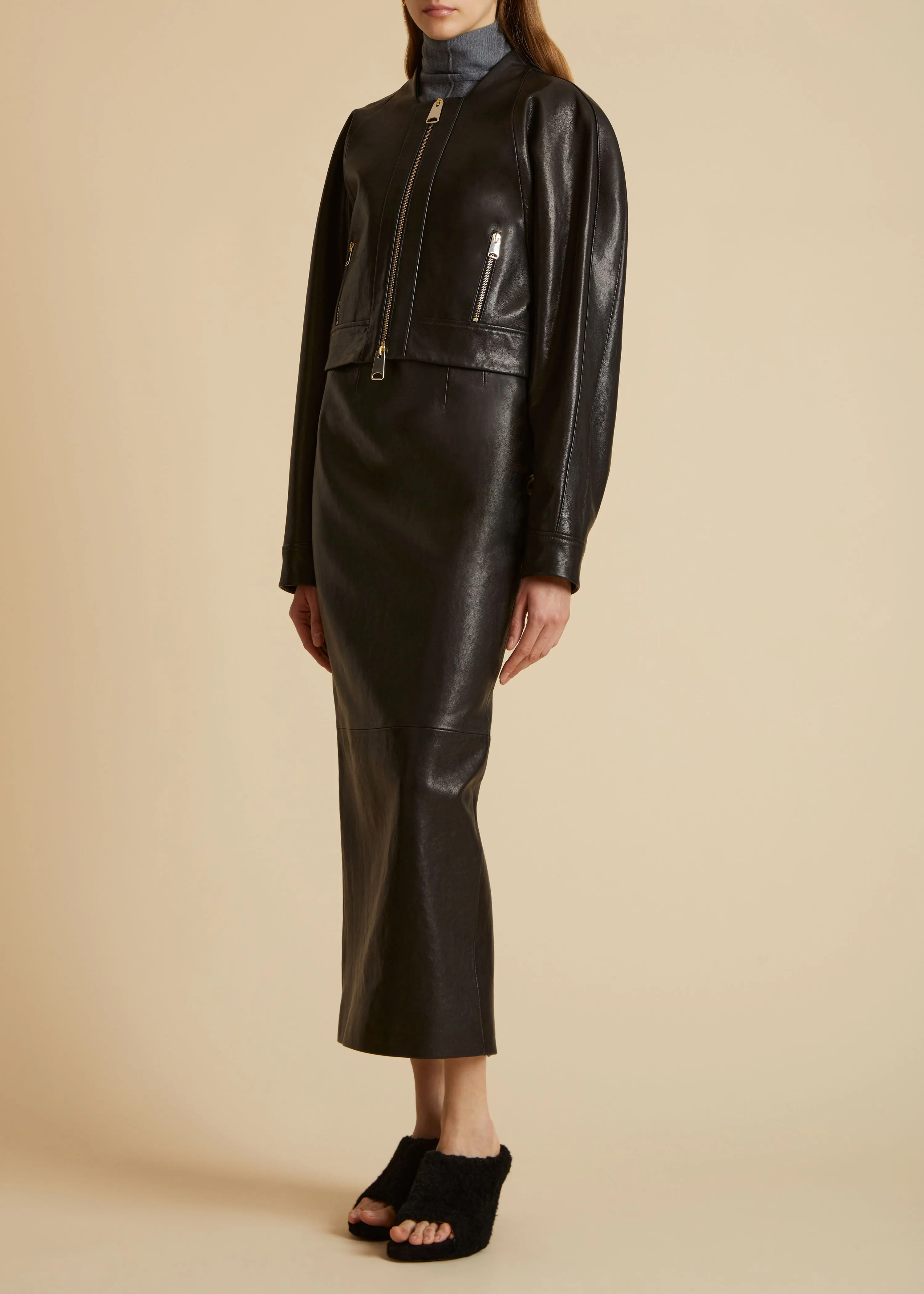 The Gracell Jacket in Black Leather sold by KHAITE