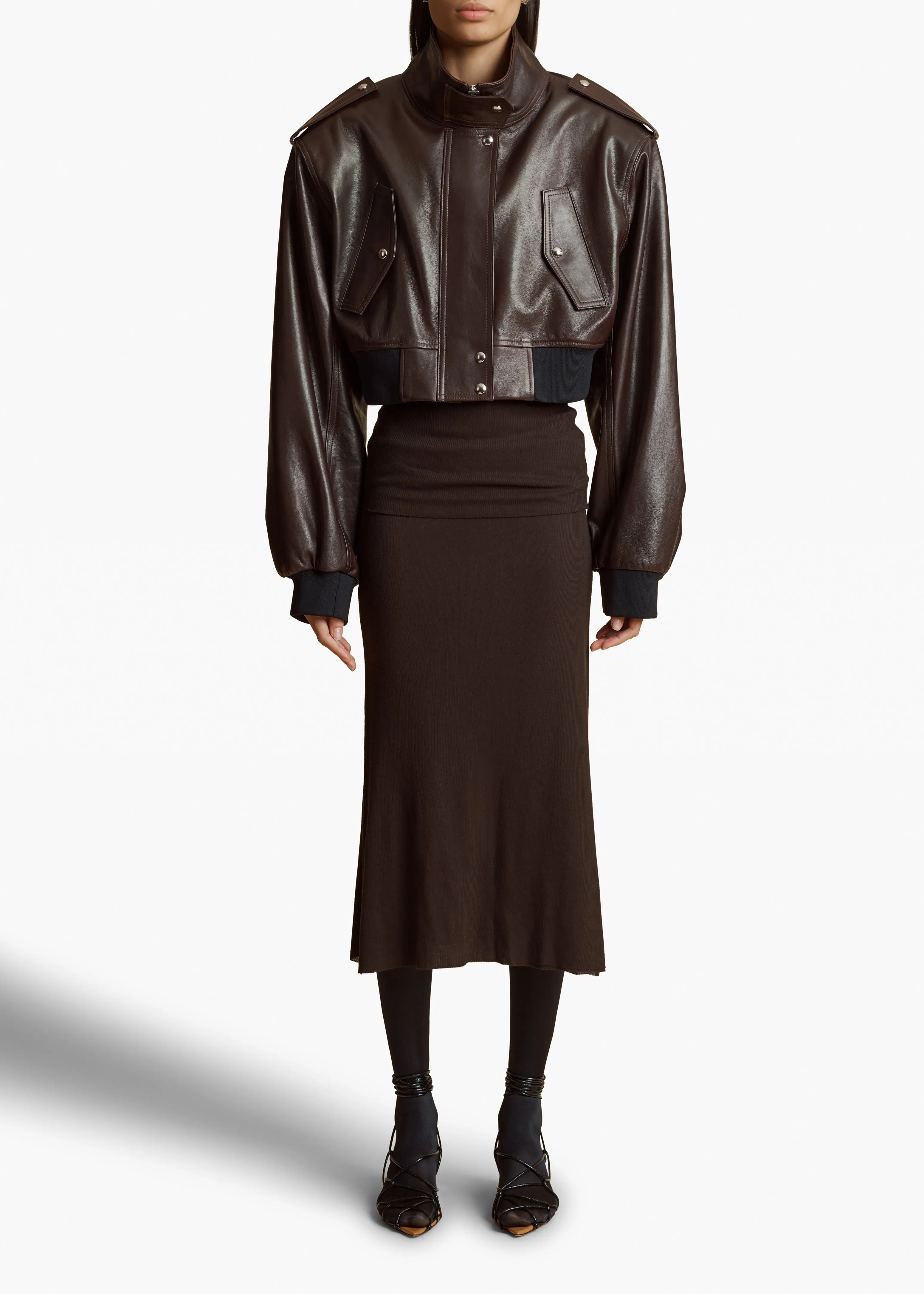 Kember Jacket in Dark Brown Leather sold by KHAITE product image thumbnail 2