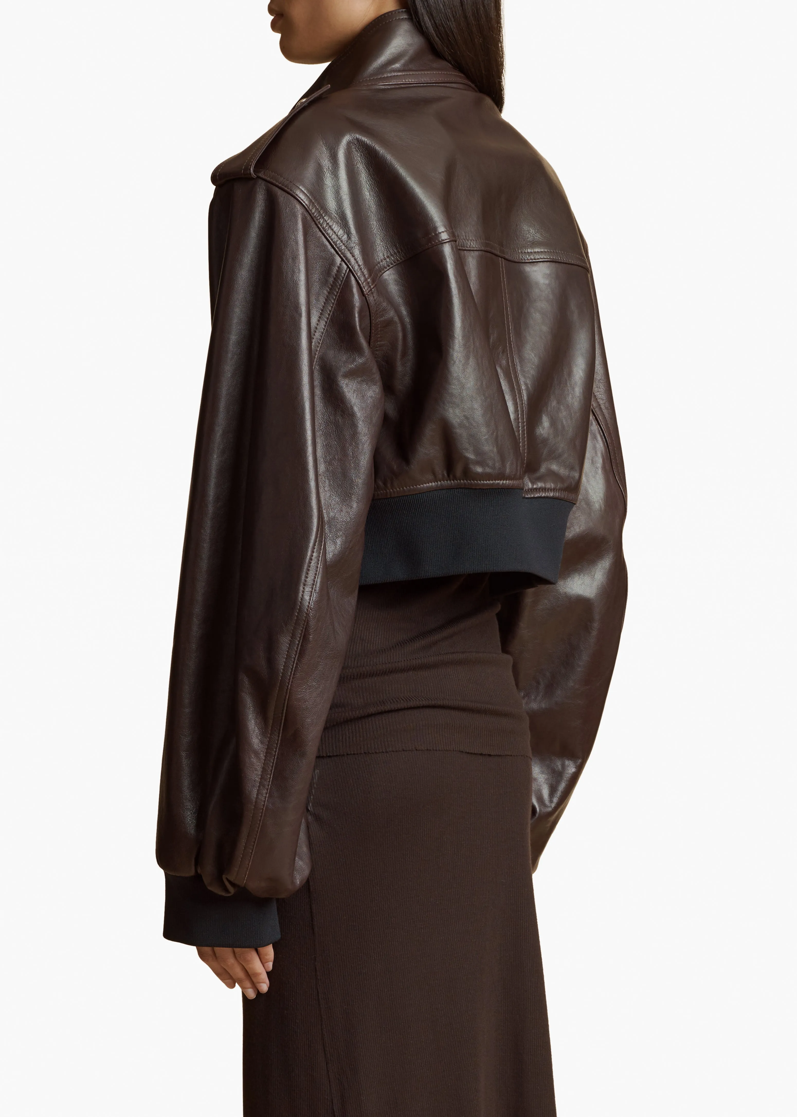 Kember Jacket in Dark Brown Leather sold by KHAITE product image thumbnail 4