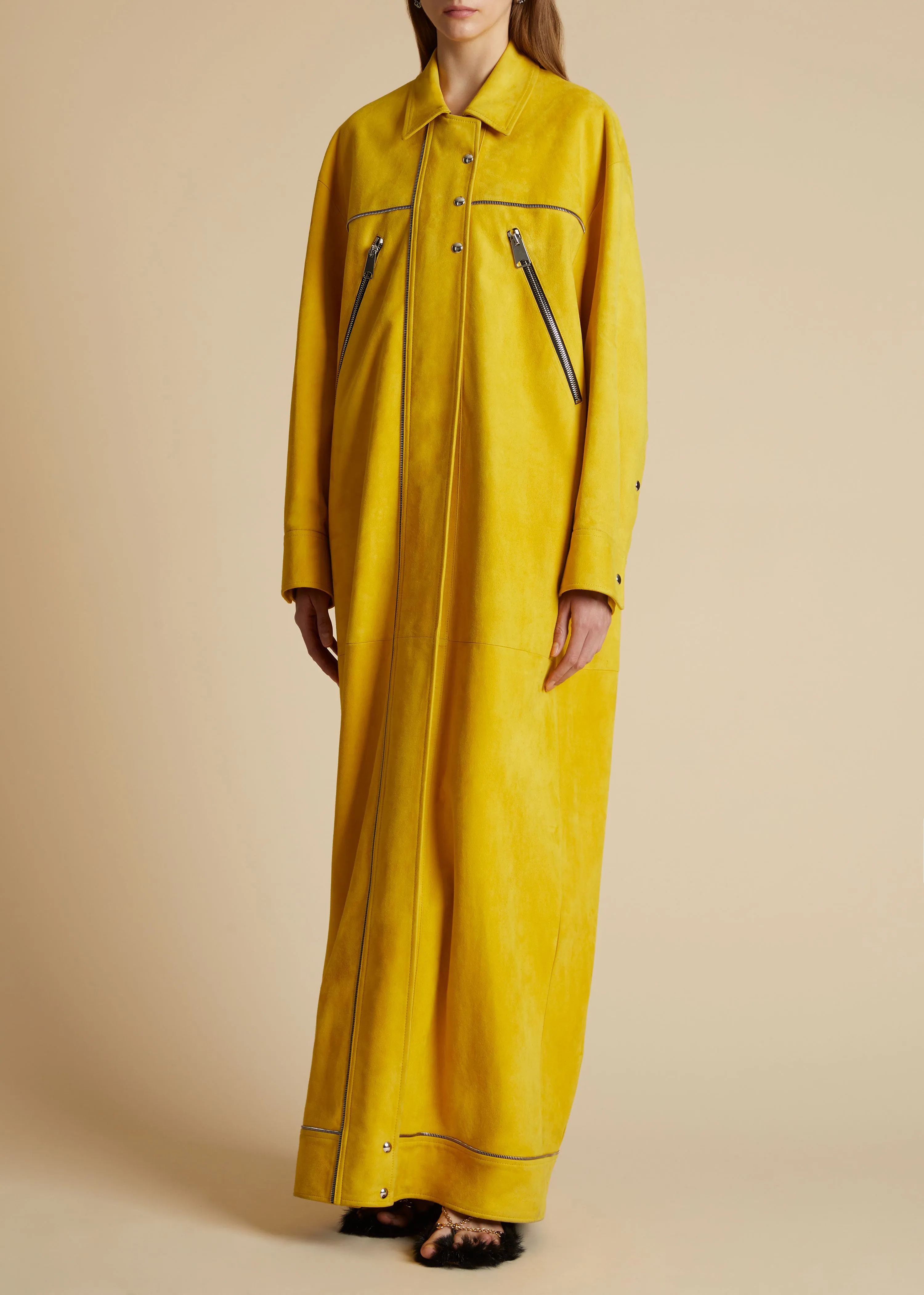 The Erma Coat in Lemon Suede sold by KHAITE product image thumbnail 3