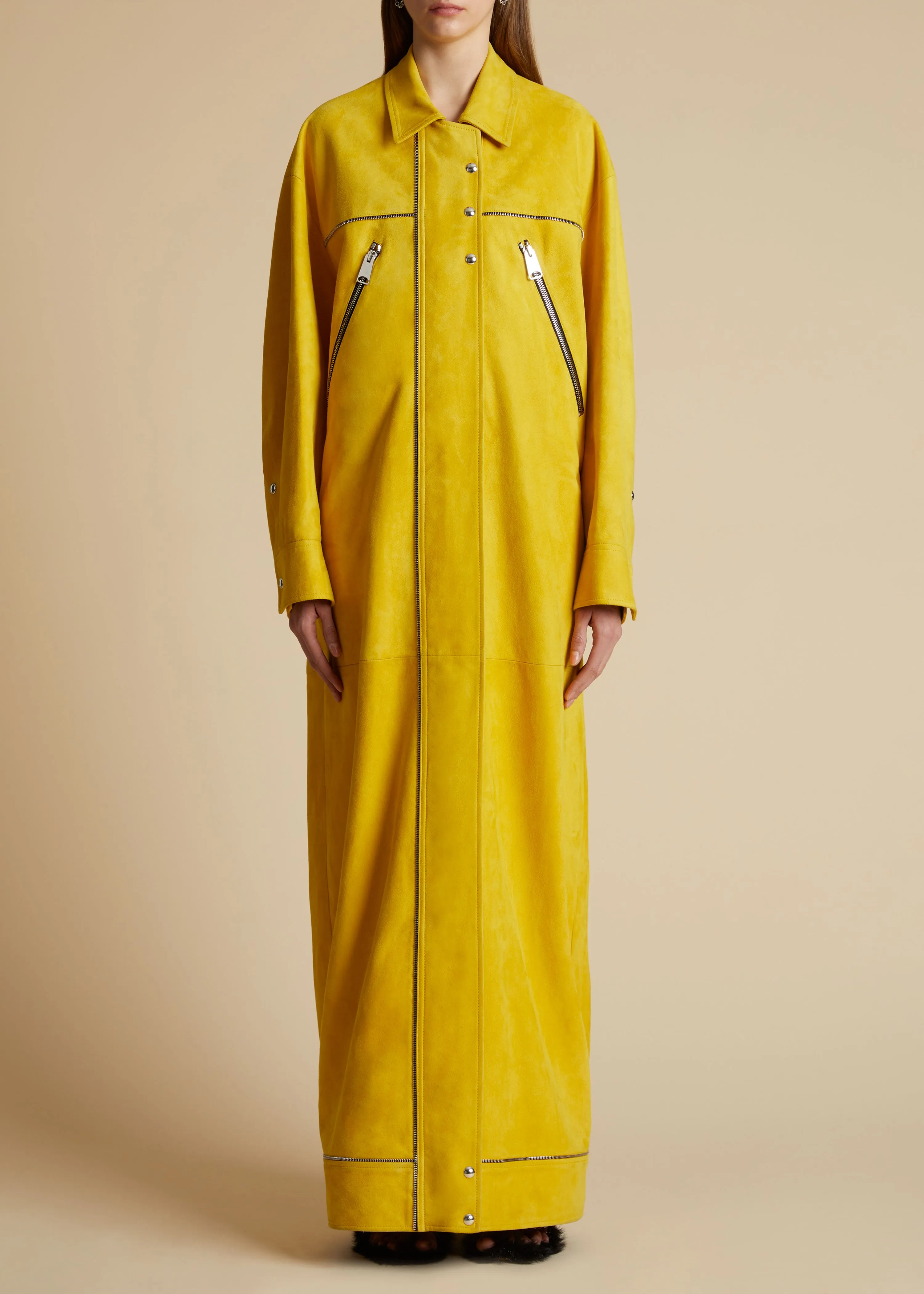 The Erma Coat in Lemon Suede sold by KHAITE product image thumbnail 2