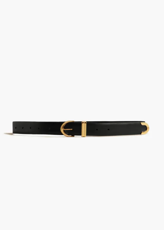 Bambi Belt in Black Leather with Gold sold by KHAITE