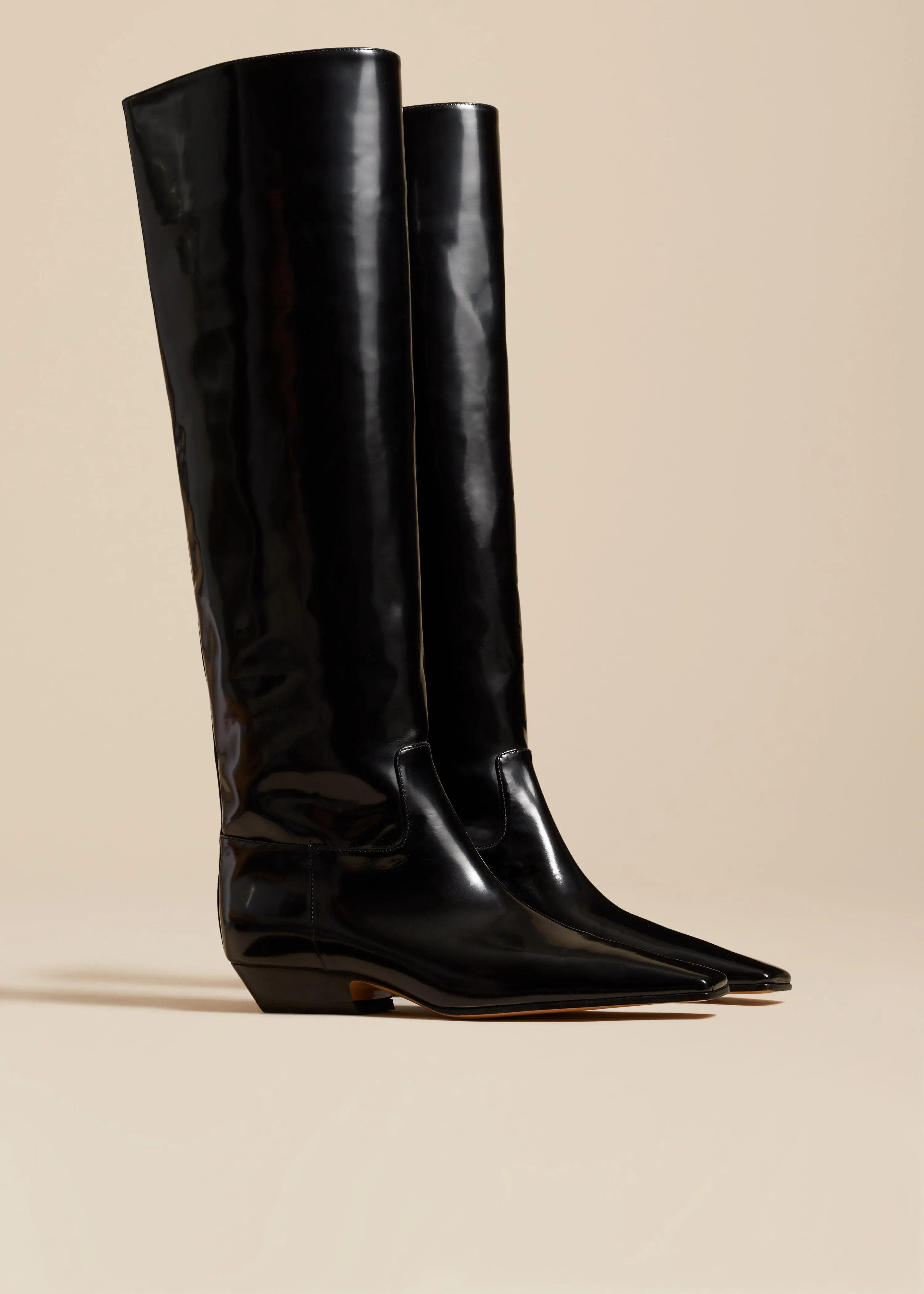 The Marfa Knee-High Boot in Black Brushed Leather sold by KHAITE product image thumbnail 2