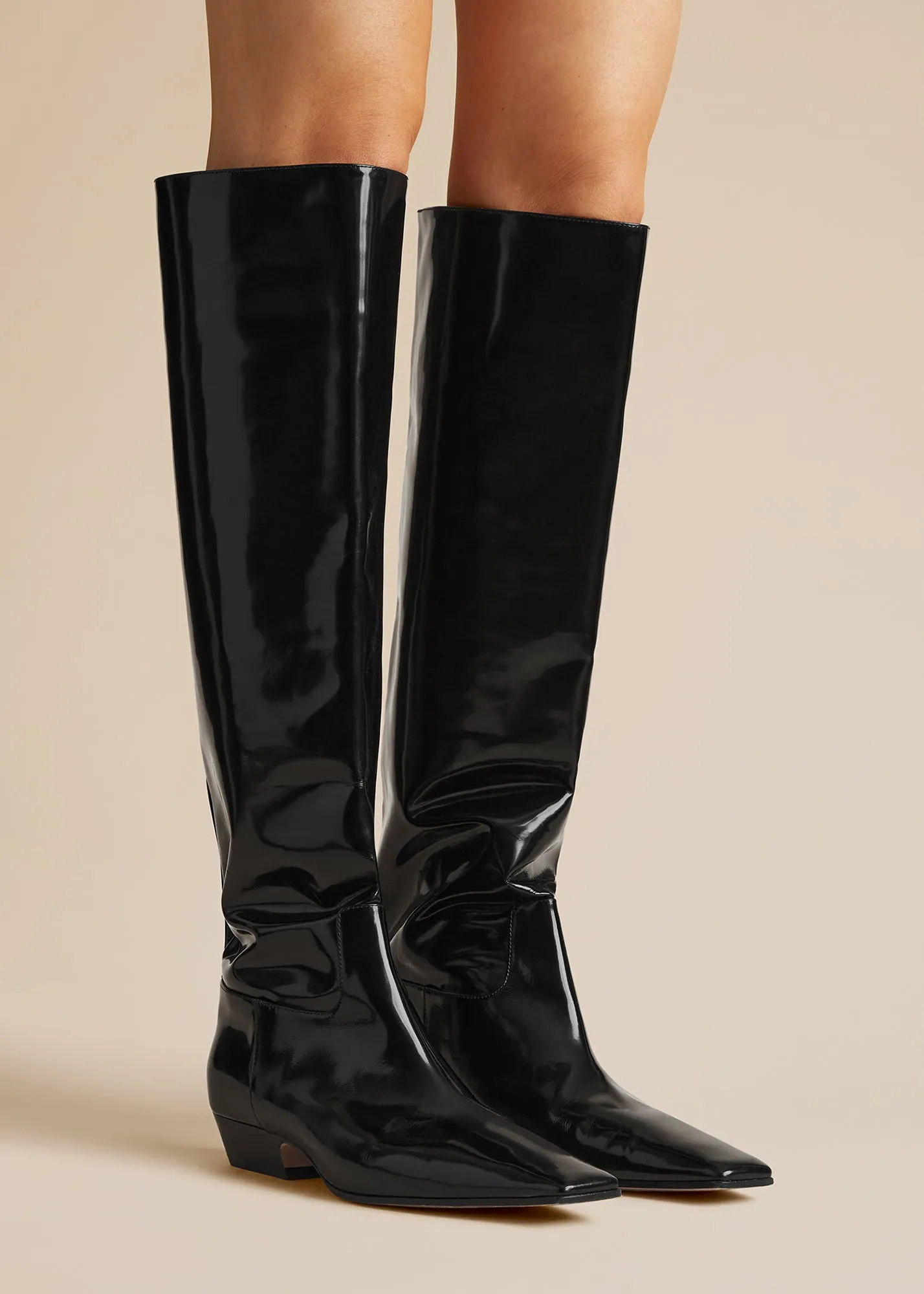 The Marfa Knee-High Boot in Black Brushed Leather sold by KHAITE product image thumbnail 4