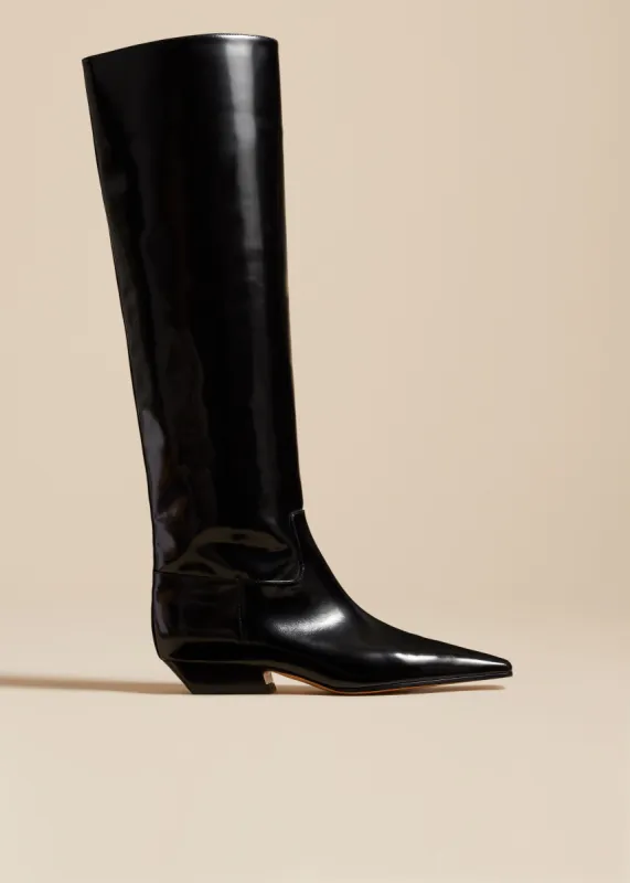 The Marfa Knee-High Boot in Black Brushed Leather sold by KHAITE