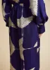 Mindy Pant in Cobalt and Cream Crane Print sold by KHAITE
