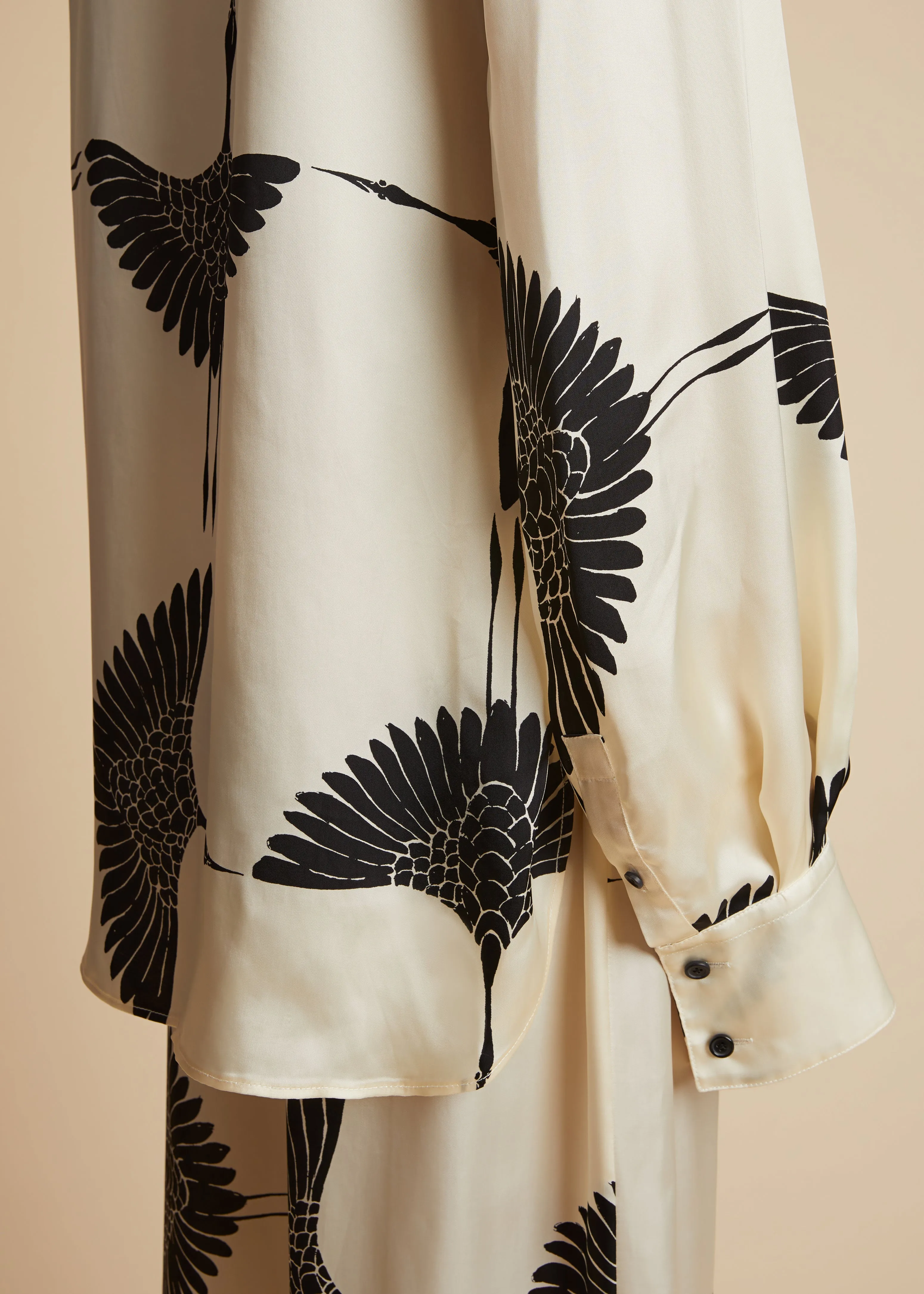 Minta Top in Cream and Black Crane Print sold by KHAITE product image thumbnail 5