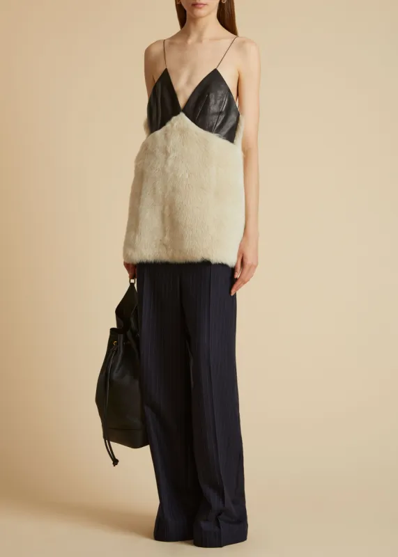 The Zoa Top in Cream Shearling made by KHAITE