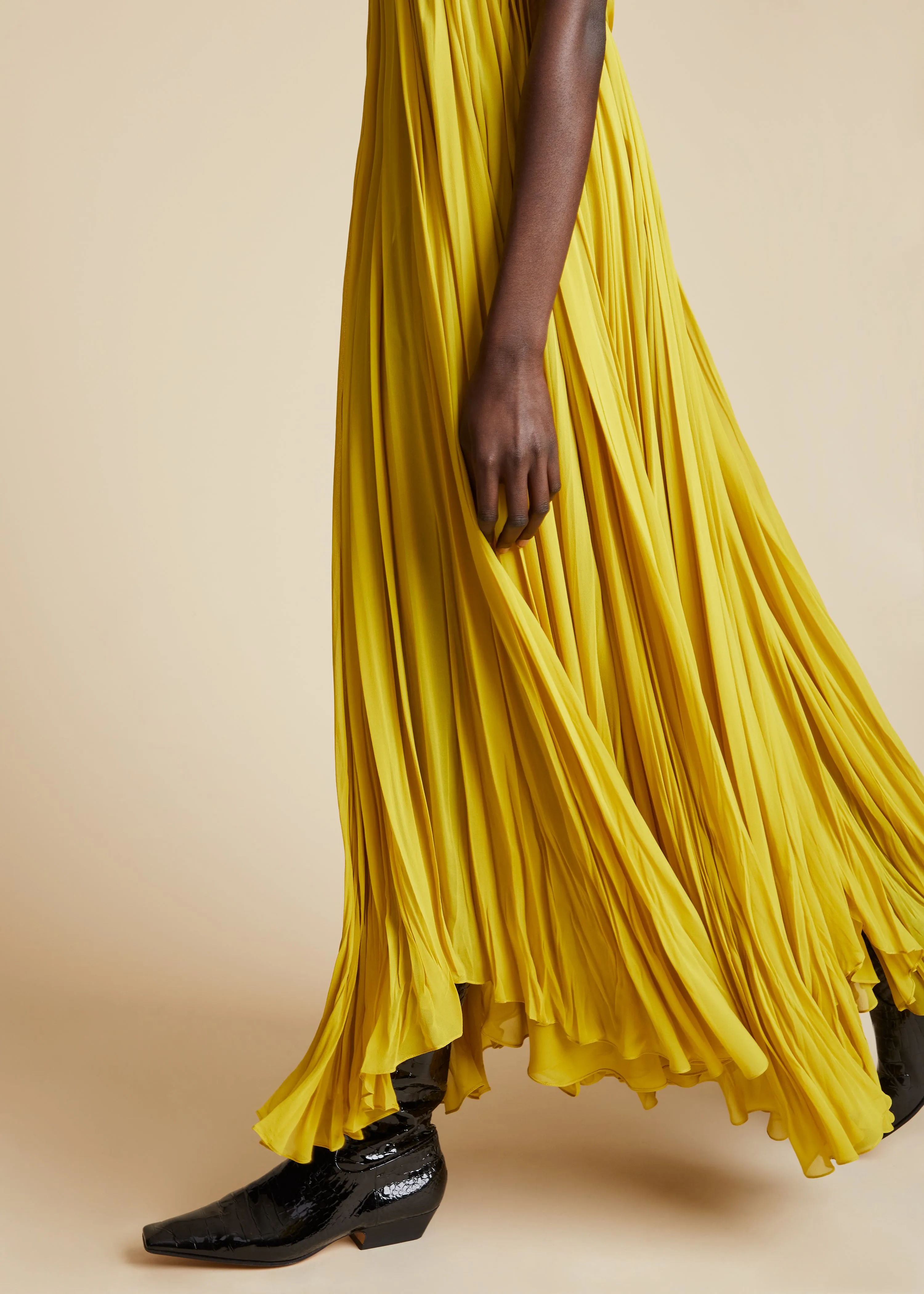 The Lally Dress in Chartreuse sold by KHAITE product image thumbnail 5