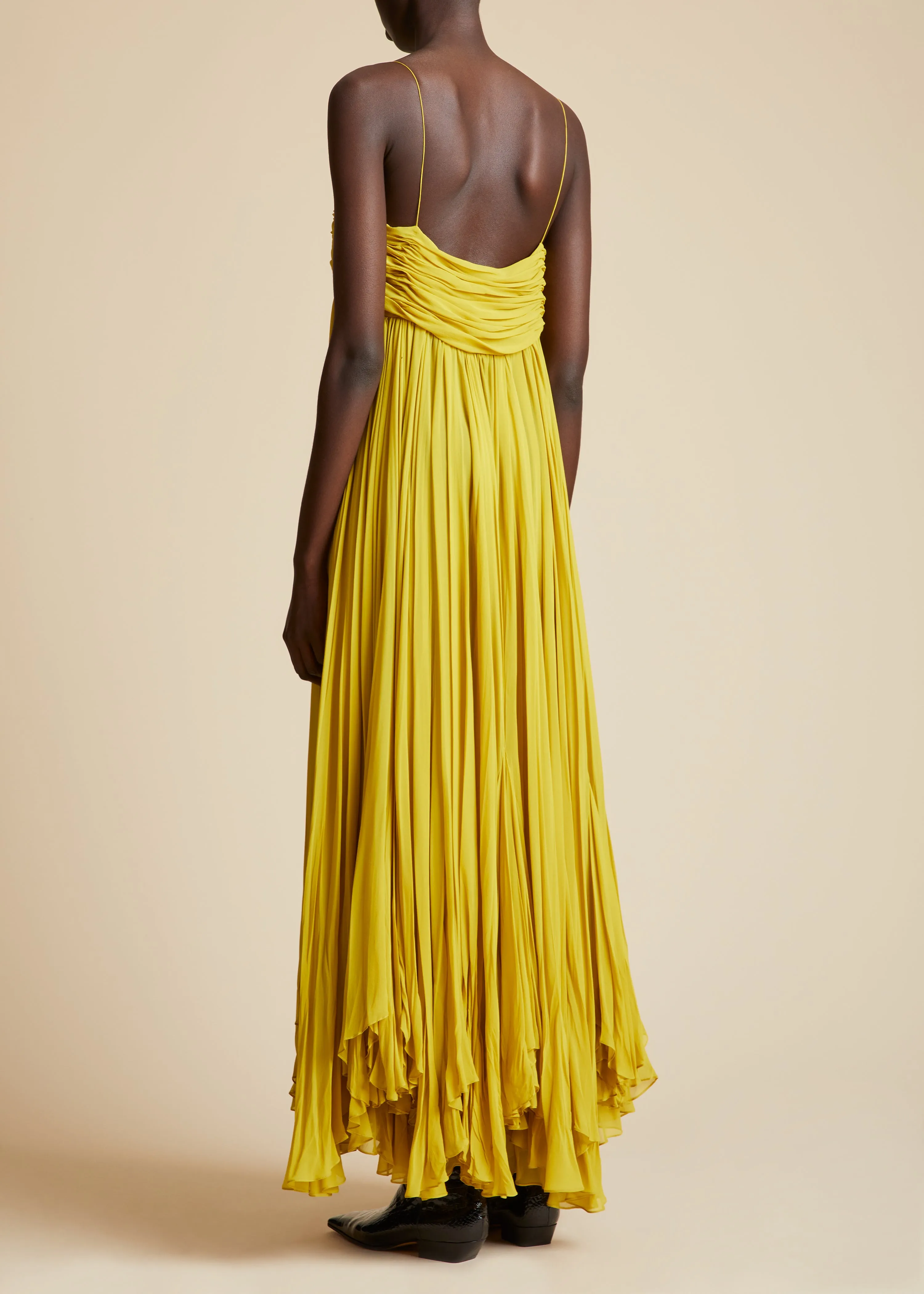 The Lally Dress in Chartreuse sold by KHAITE product image thumbnail 3