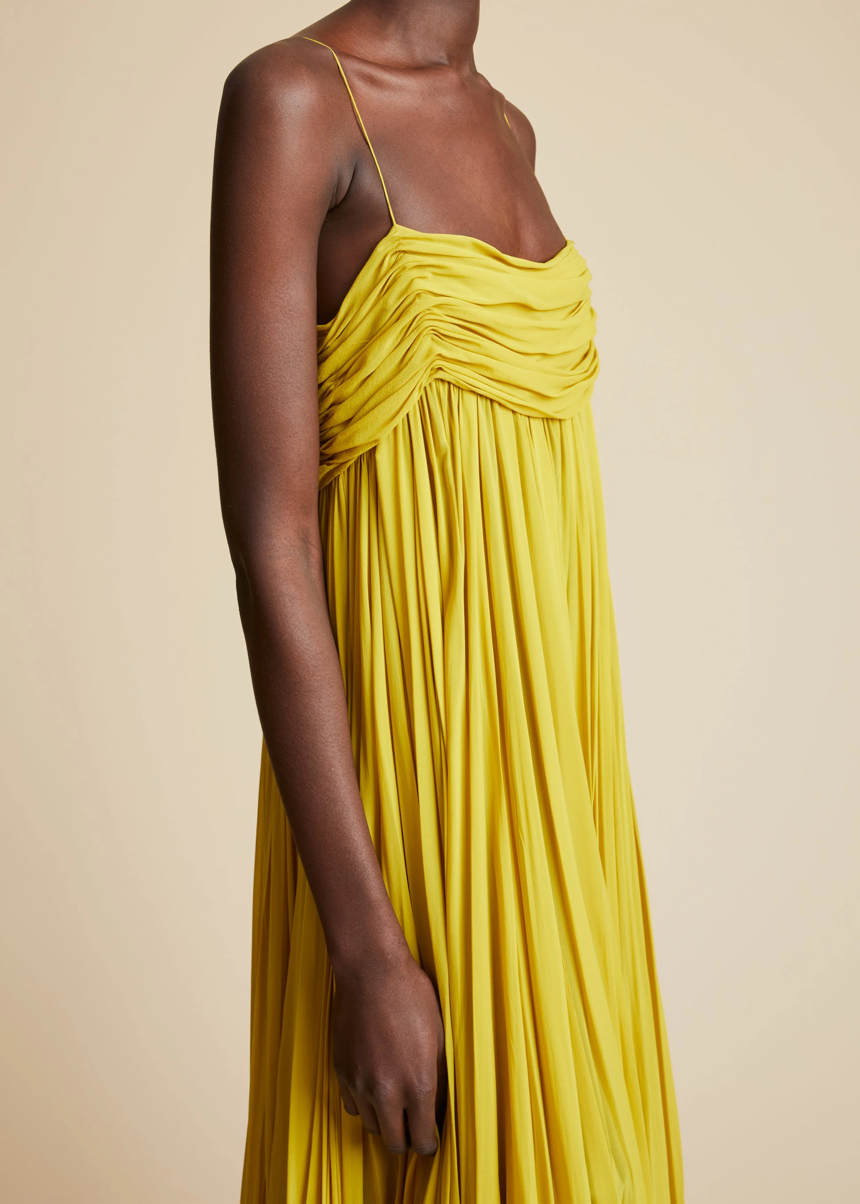 The Lally Dress in Chartreuse sold by KHAITE product image thumbnail 4