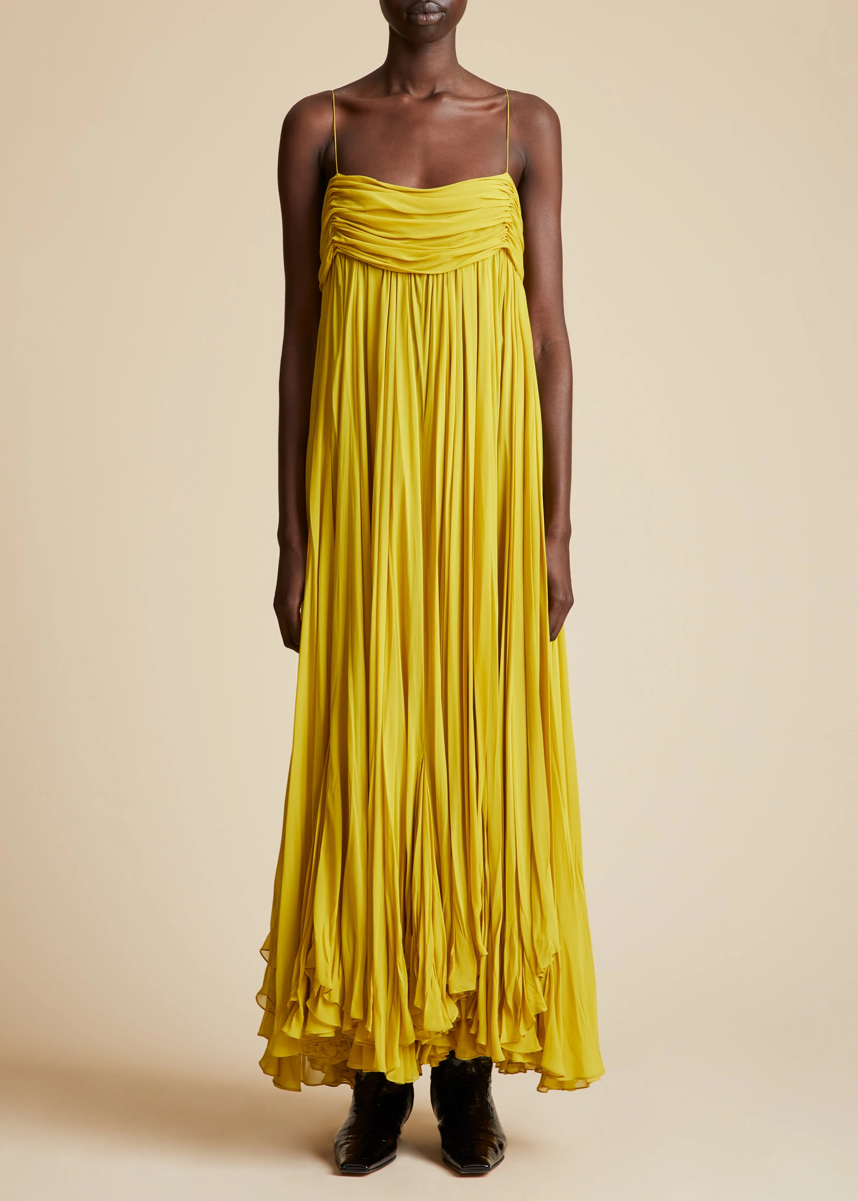 The Lally Dress in Chartreuse sold by KHAITE product image thumbnail 2