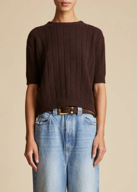 The Esmeralda Sweater in Rosewood sold by KHAITE