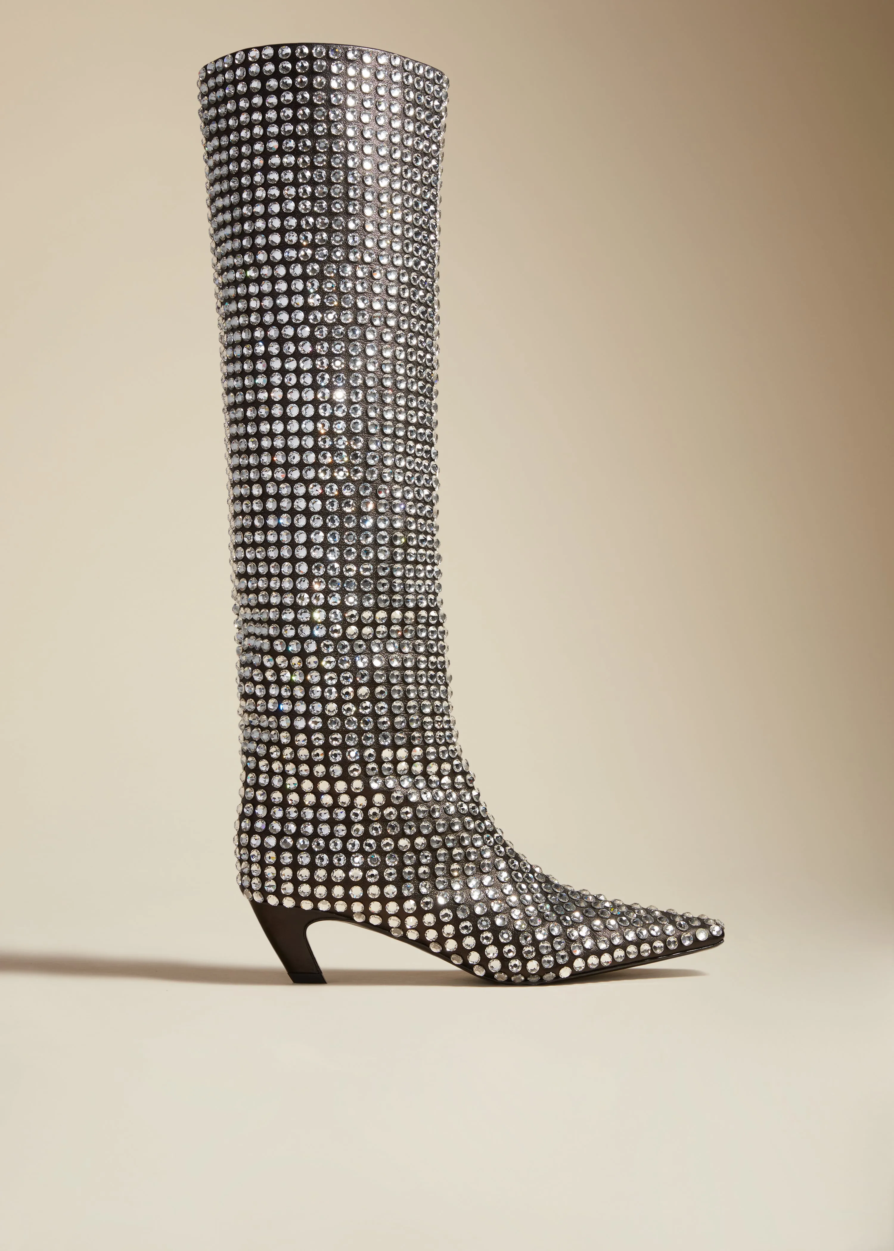The Davis Boot in Black with Crystals sold by KHAITE