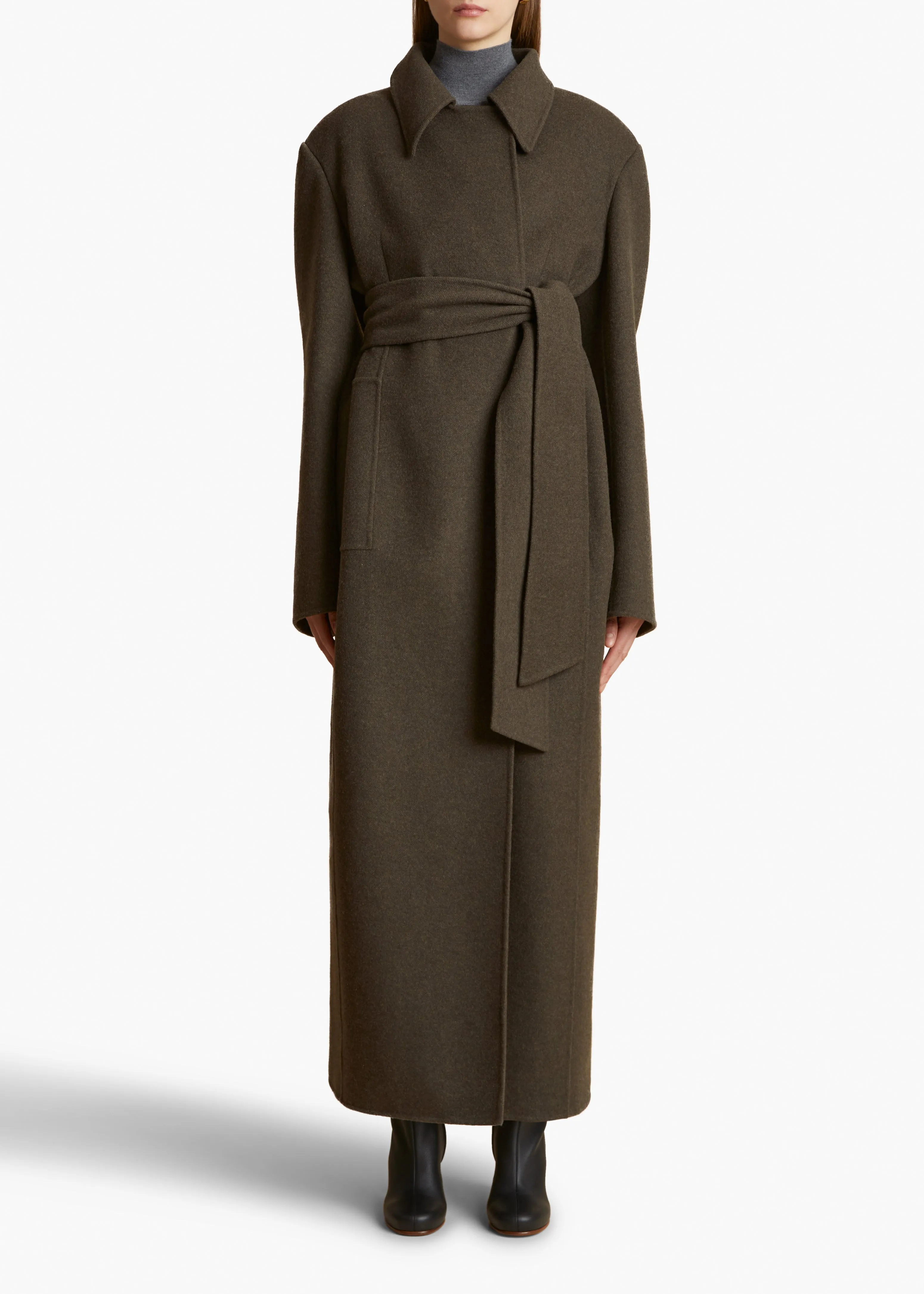 Lea Coat in Army Melange sold by KHAITE product image thumbnail 3