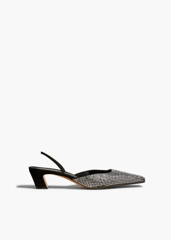 Roosevelt Slingback Pump in Black with Crystals sold by KHAITE