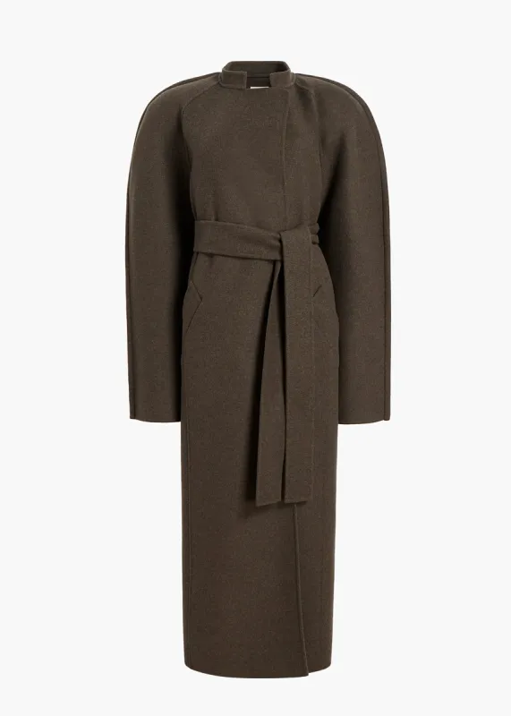 Rothen Coat in Army Melange made by KHAITE