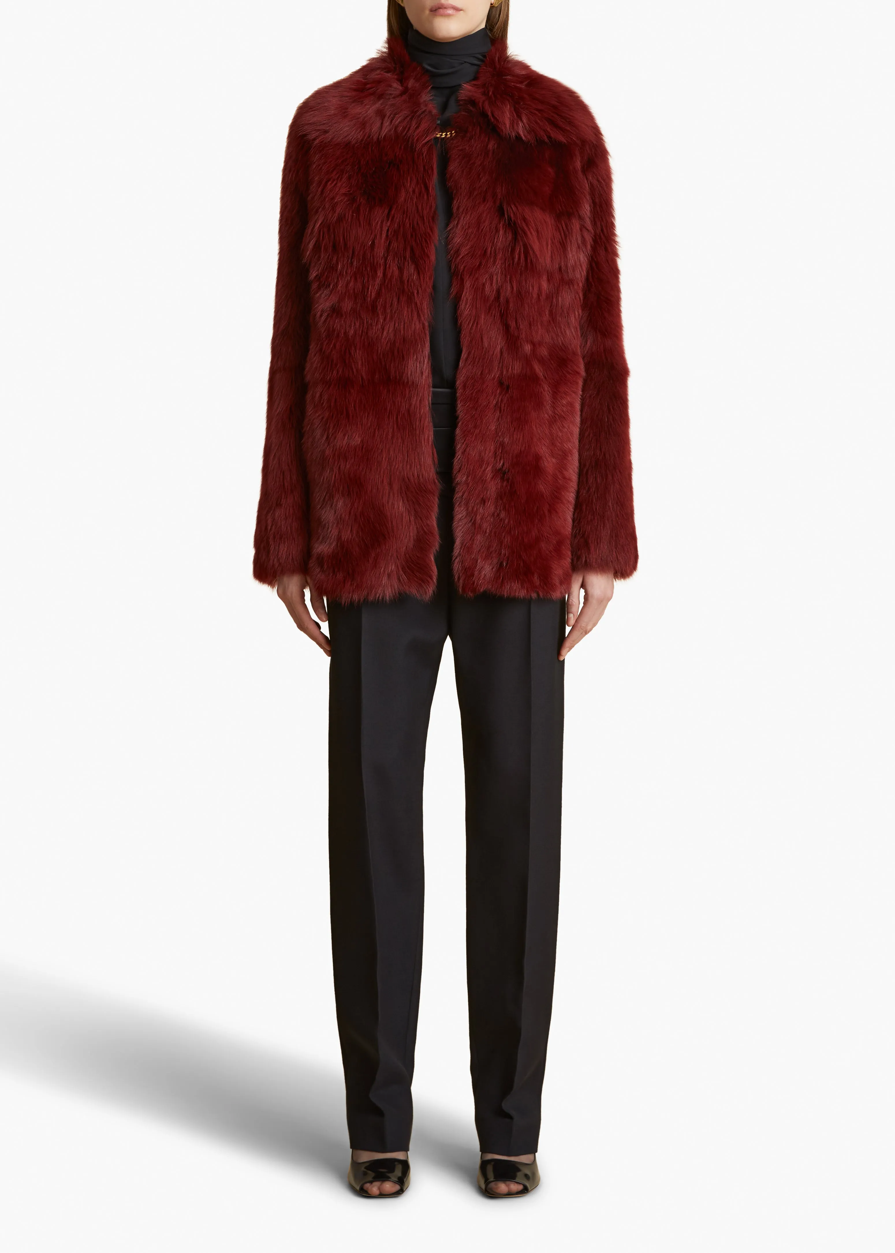 Iana Jacket in Oxblood Shearling sold by KHAITE product image thumbnail 2