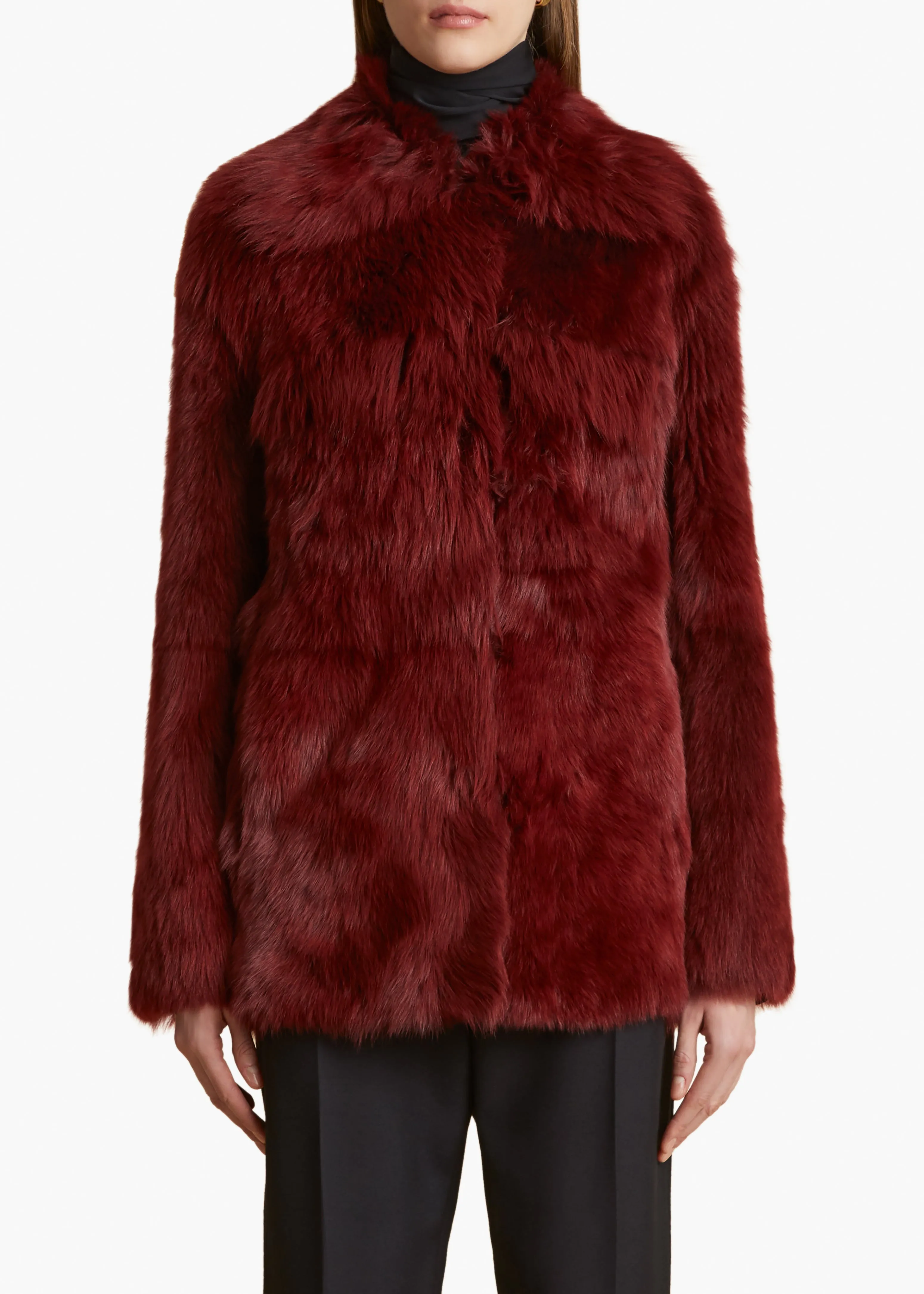 Iana Jacket in Oxblood Shearling sold by KHAITE product image thumbnail 3