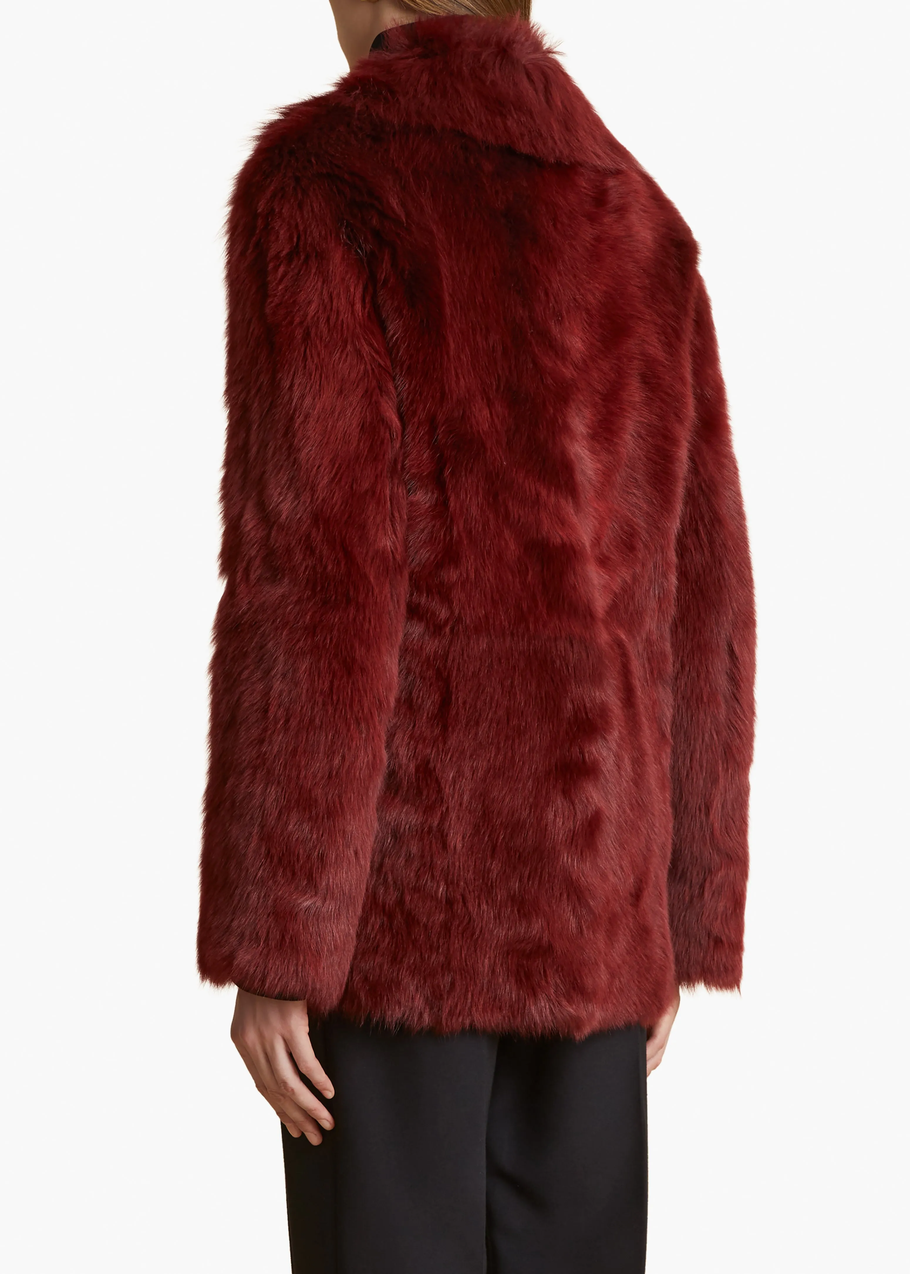 Iana Jacket in Oxblood Shearling sold by KHAITE product image thumbnail 4