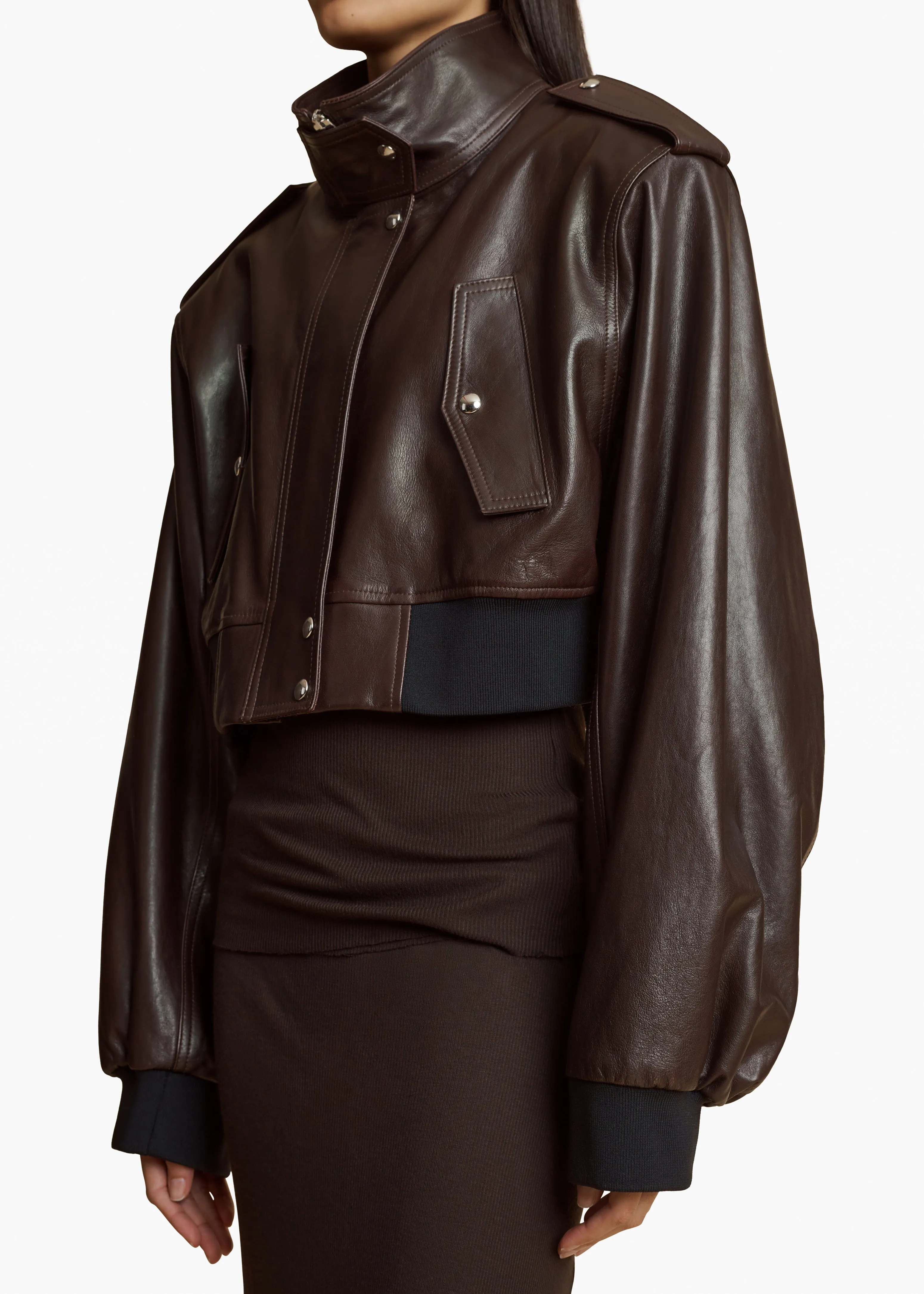 Kember Jacket in Dark Brown Leather sold by KHAITE product image thumbnail 5