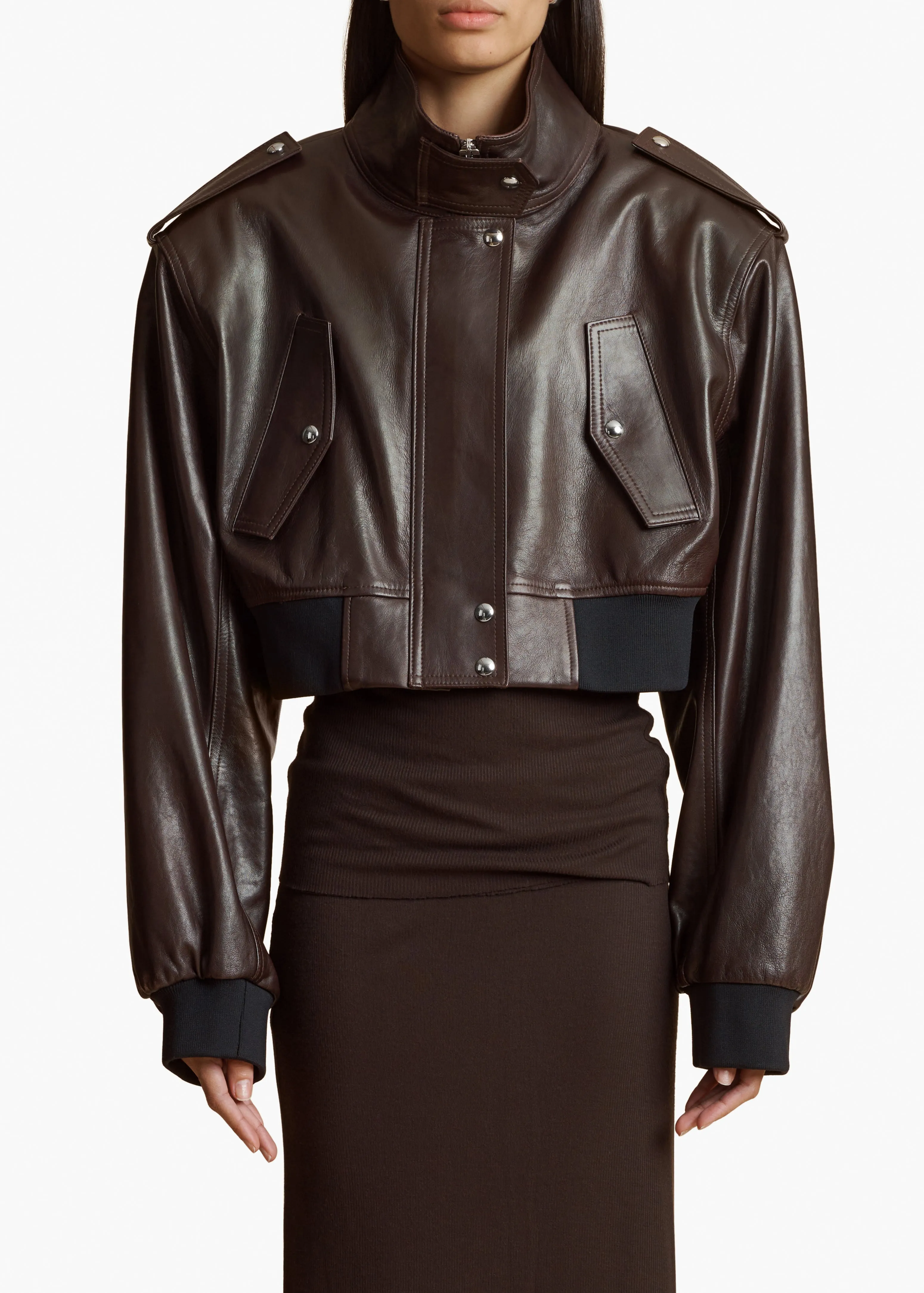 Kember Jacket in Dark Brown Leather sold by KHAITE product image thumbnail 3