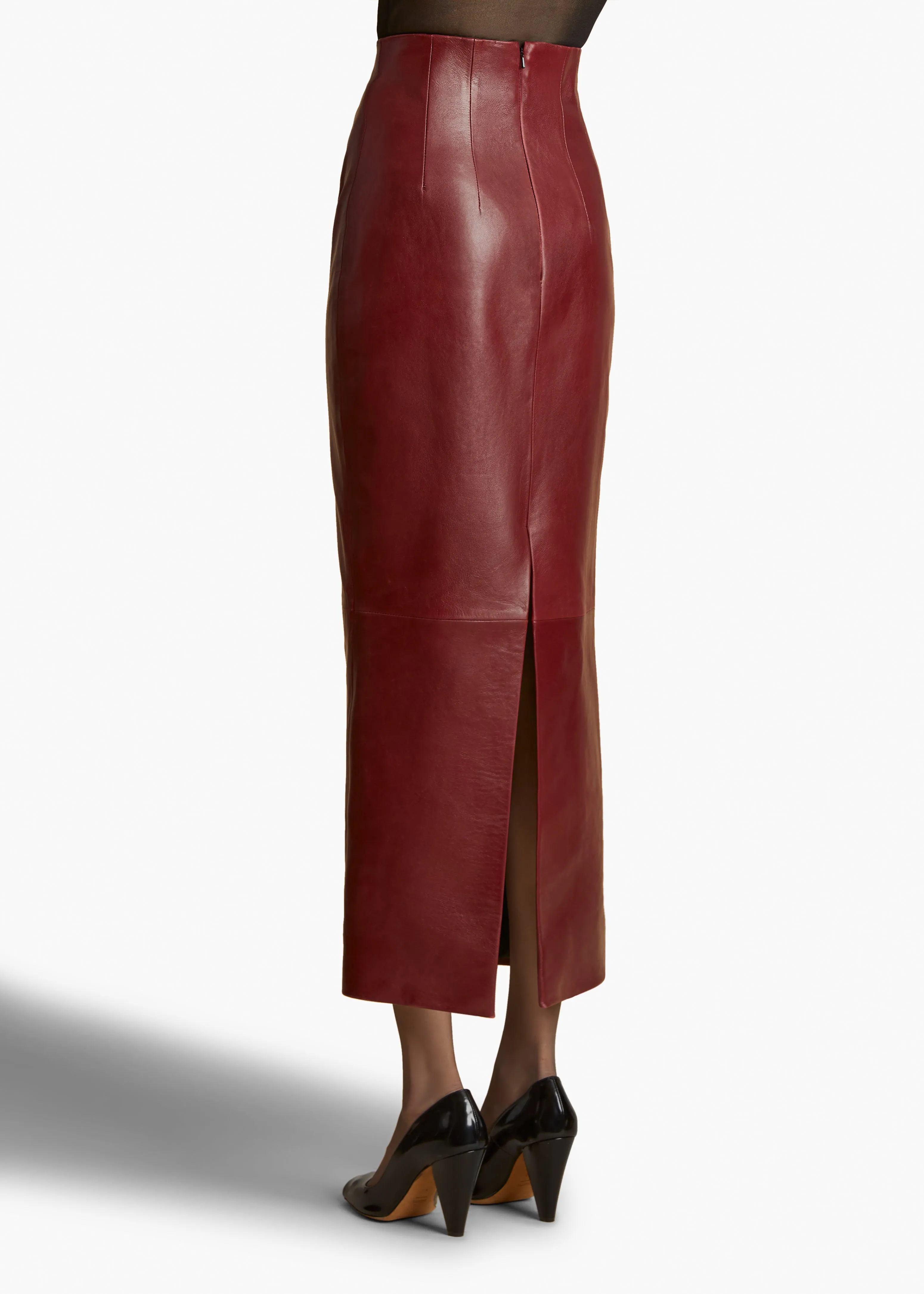 Loxley Skirt in Oxblood Leather sold by KHAITE product image thumbnail 4