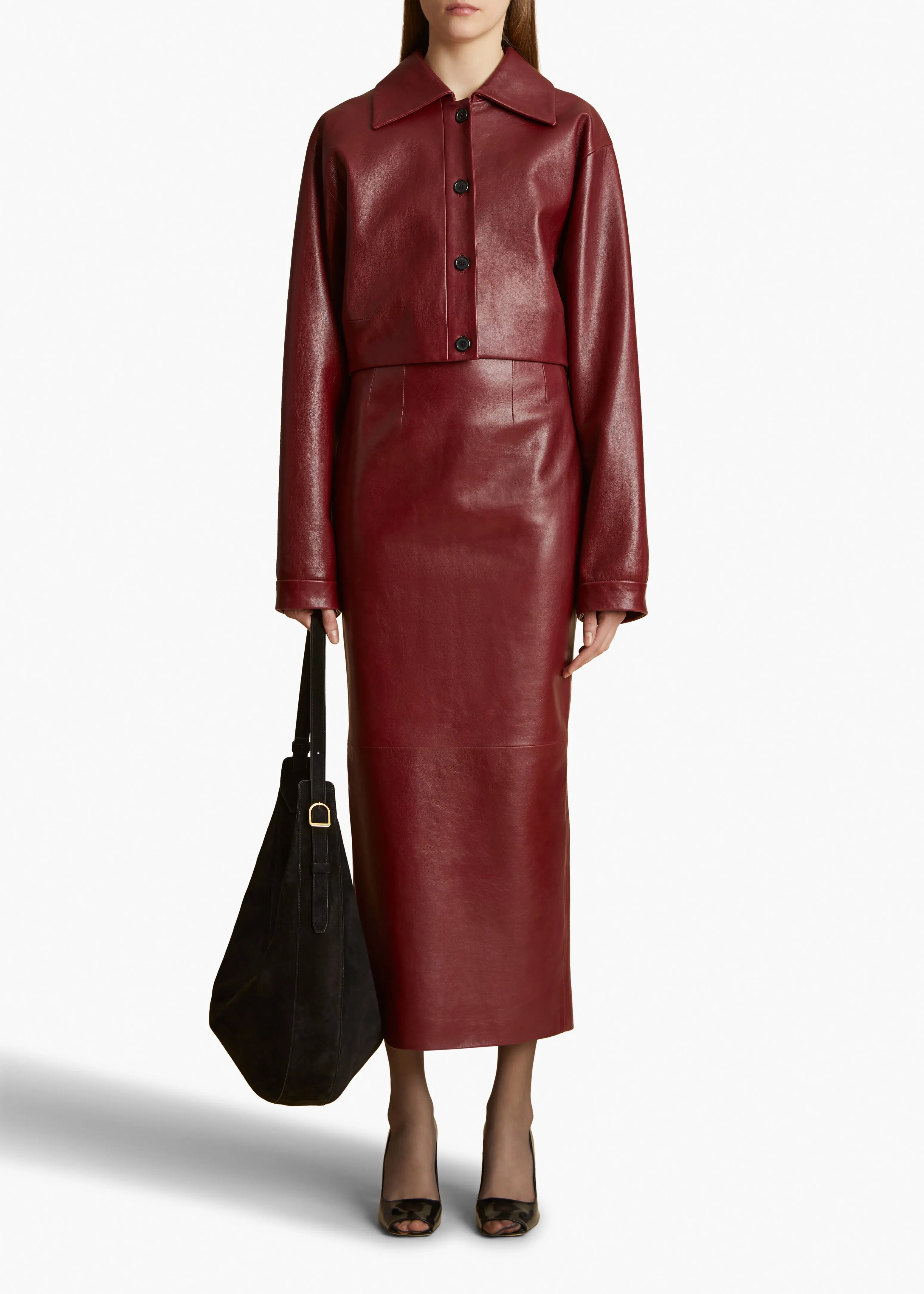Loxley Skirt in Oxblood Leather sold by KHAITE product image thumbnail 2