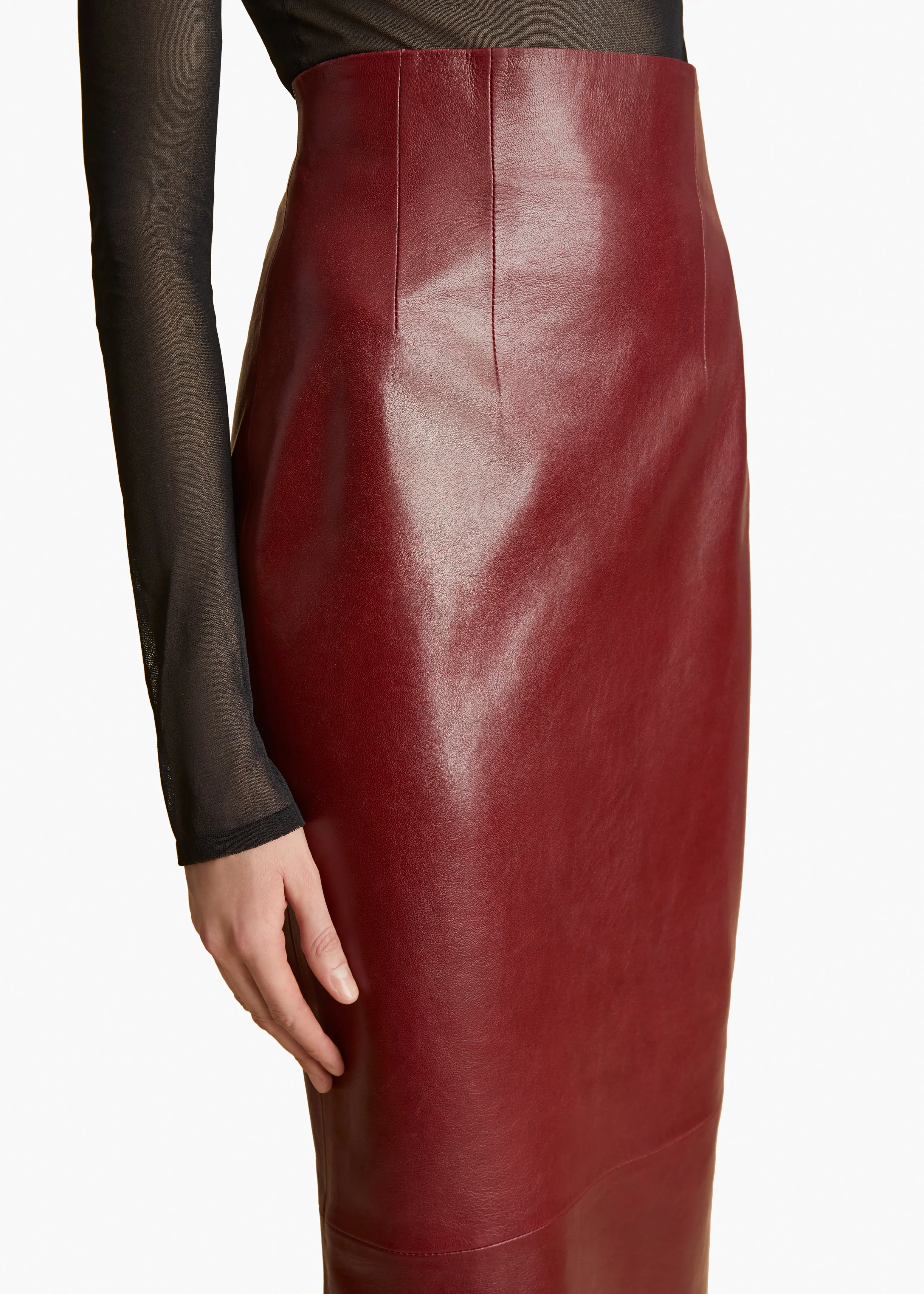 Loxley Skirt in Oxblood Leather sold by KHAITE product image thumbnail 5