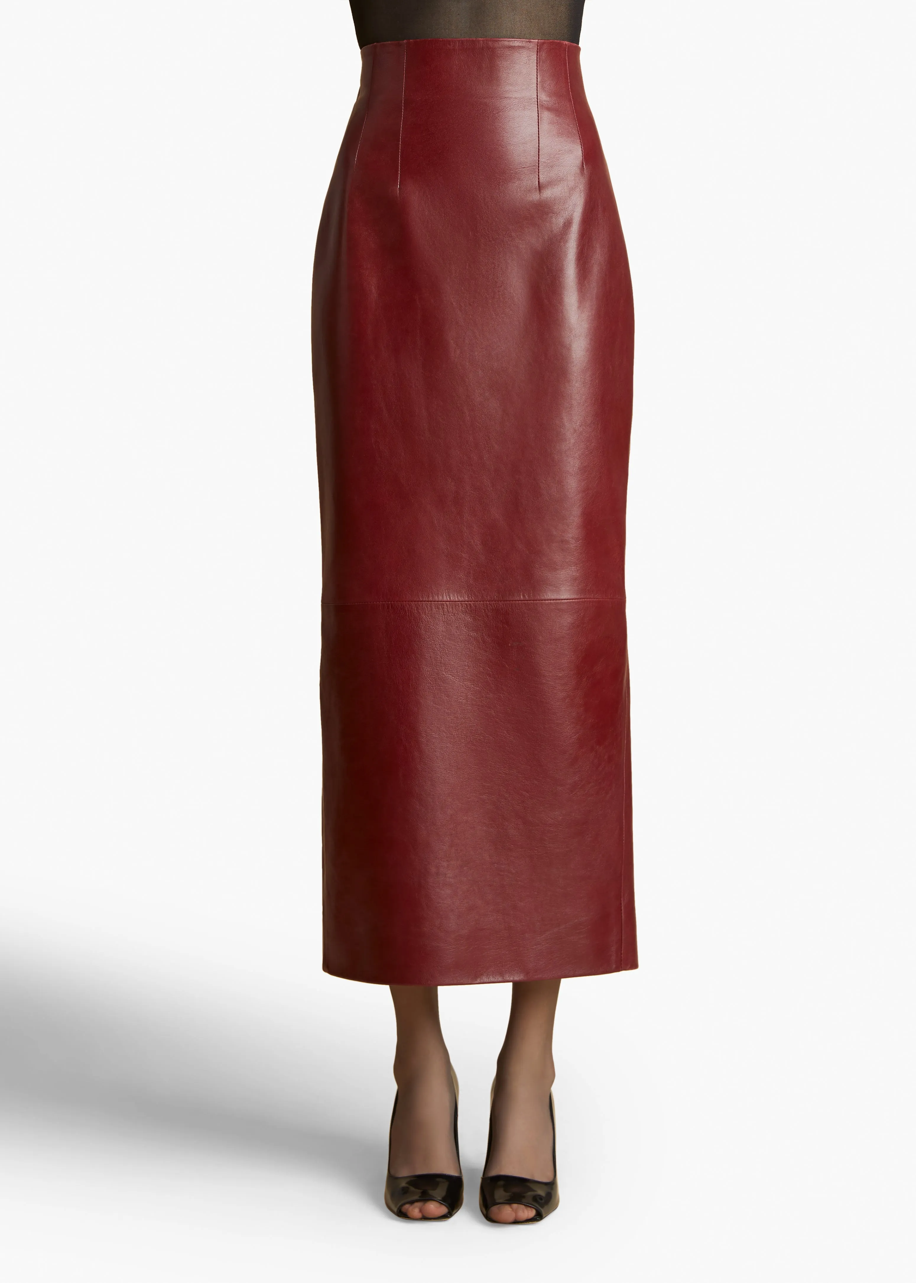 Loxley Skirt in Oxblood Leather sold by KHAITE product image thumbnail 3