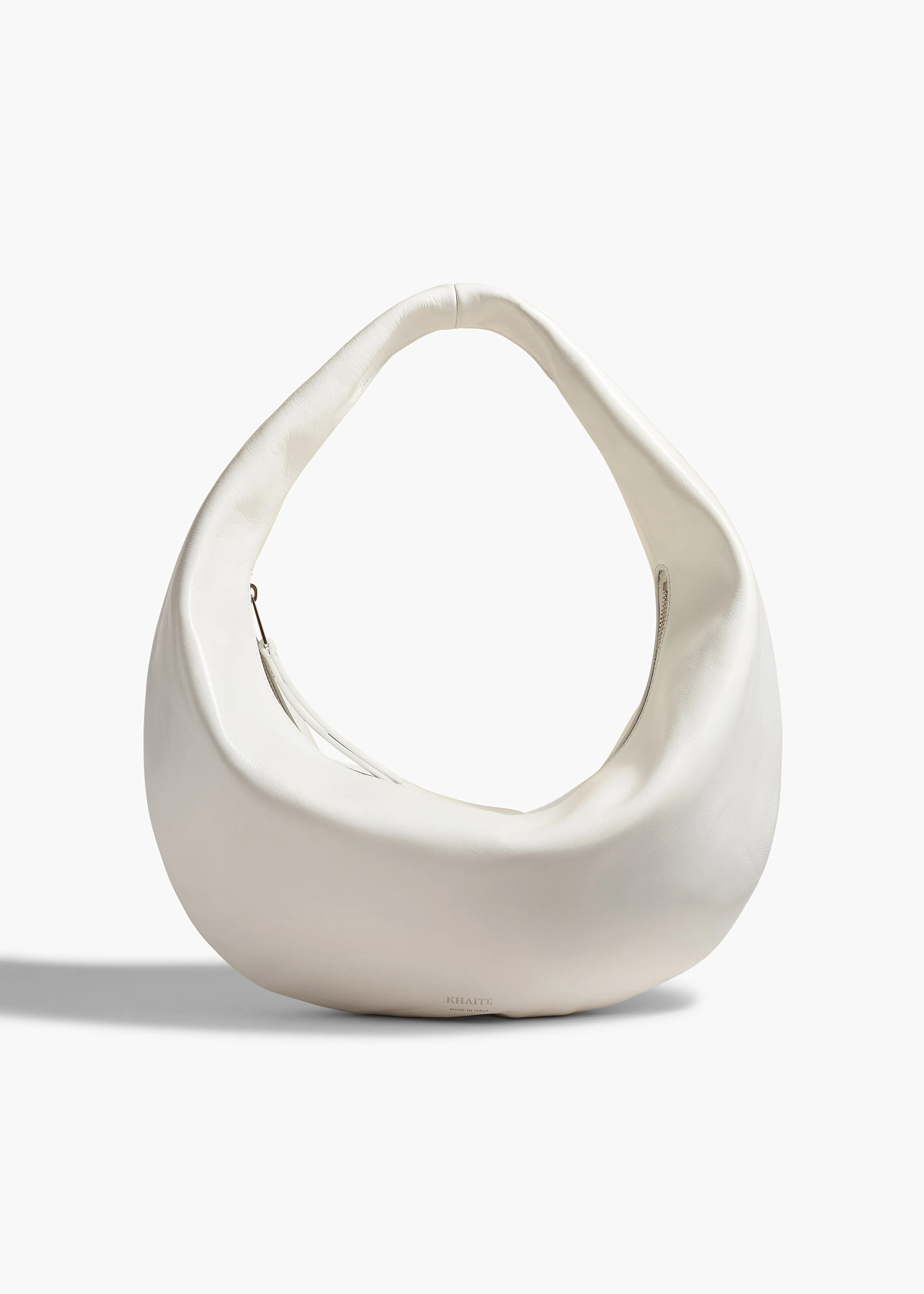 Medium Olivia Hobo in Optic White Crackle Patent Leather sold by KHAITE