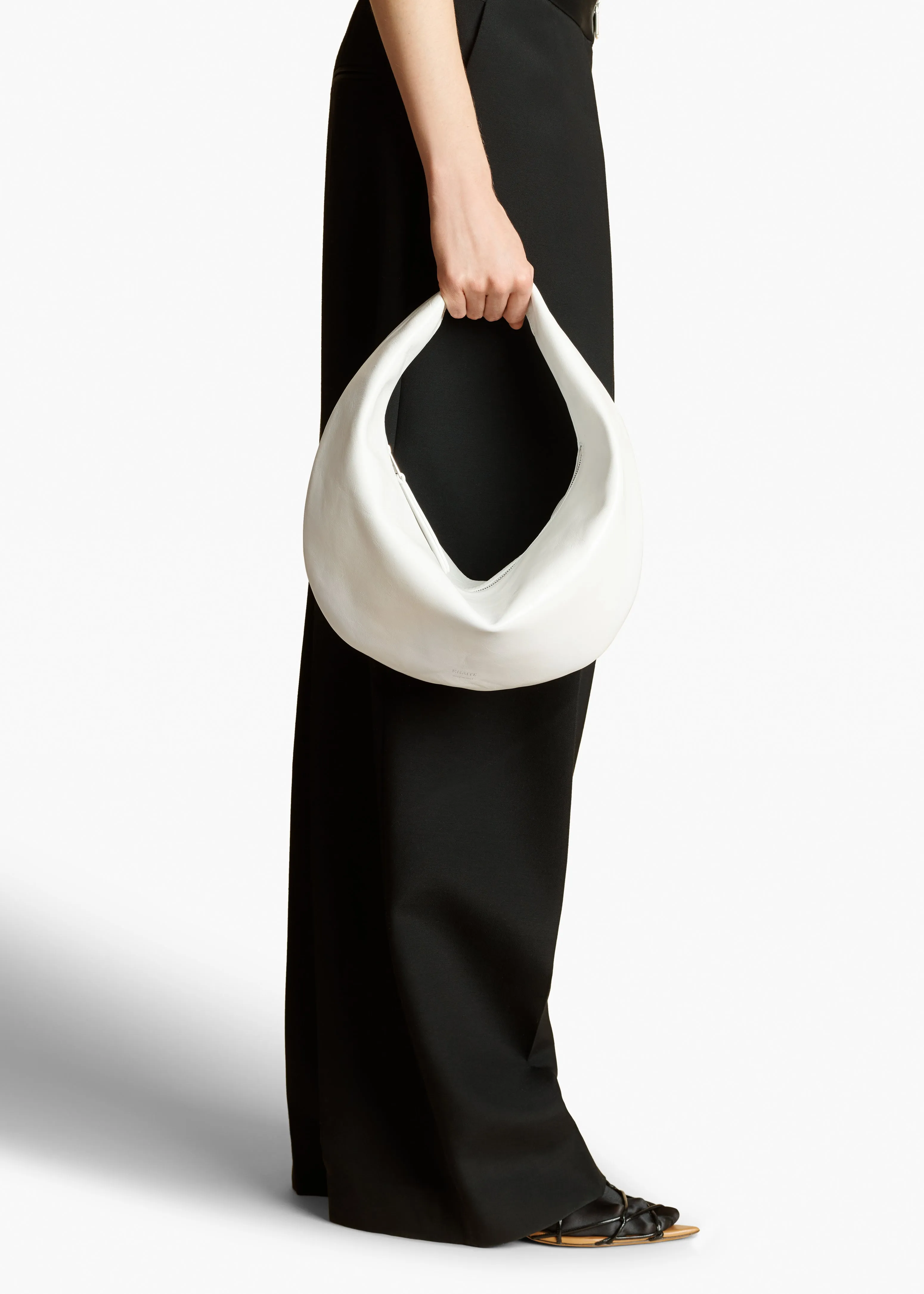 Medium Olivia Hobo in Optic White Crackle Patent Leather sold by KHAITE product image thumbnail 5