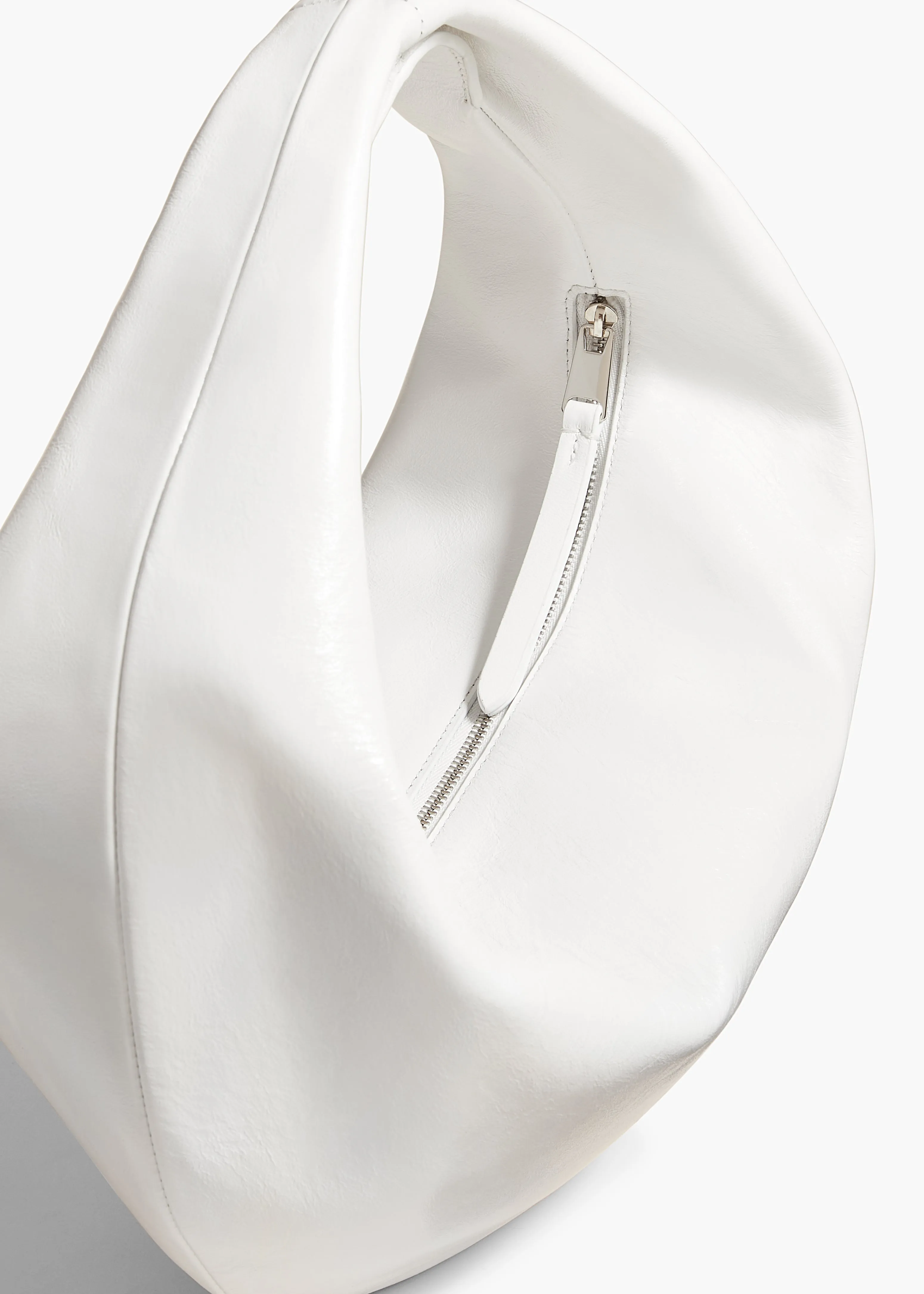 Medium Olivia Hobo in Optic White Crackle Patent Leather sold by KHAITE product image thumbnail 3