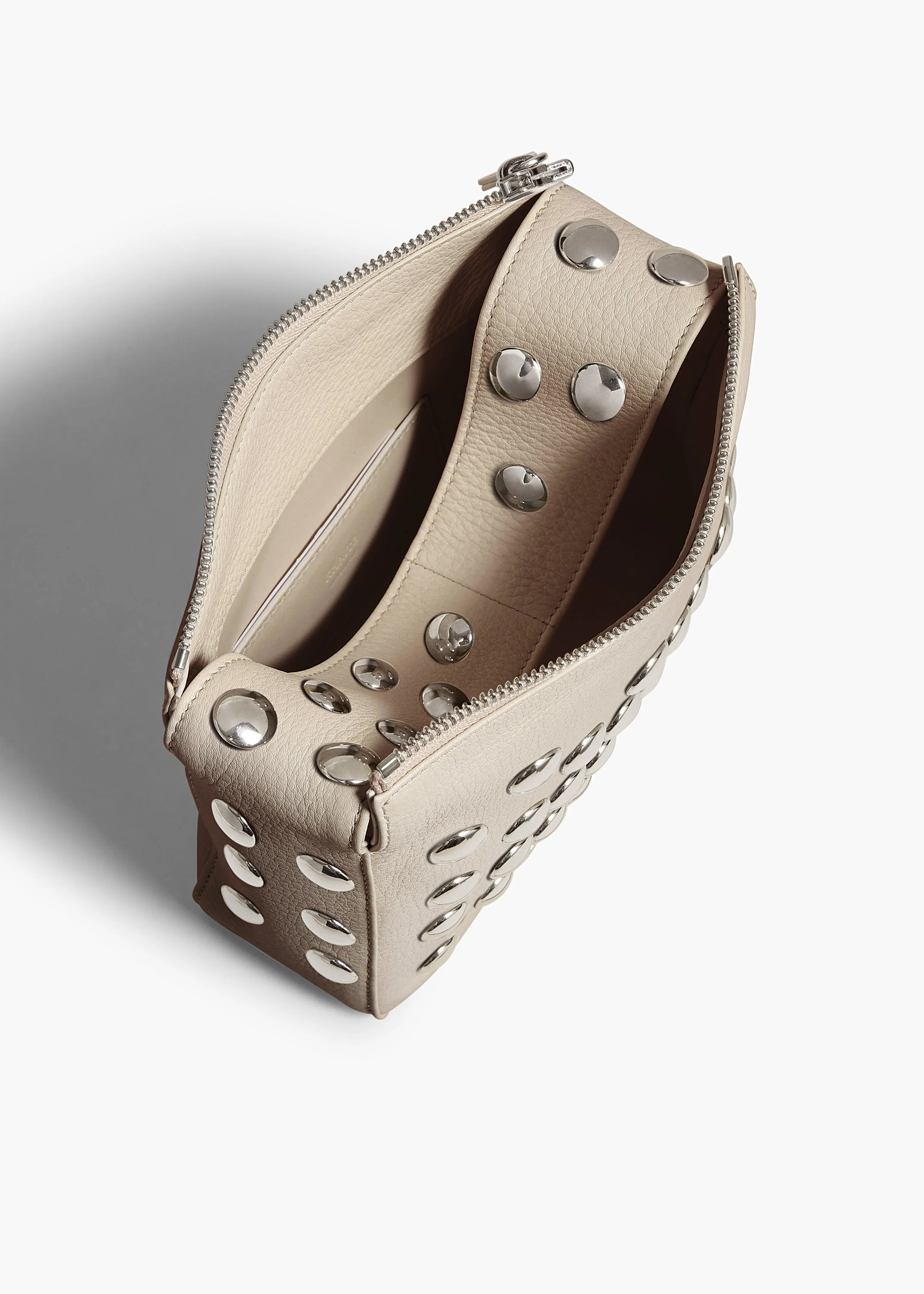 Small Elena Bag in Dark Ivory Leather with Silver Studs sold by KHAITE product image thumbnail 4