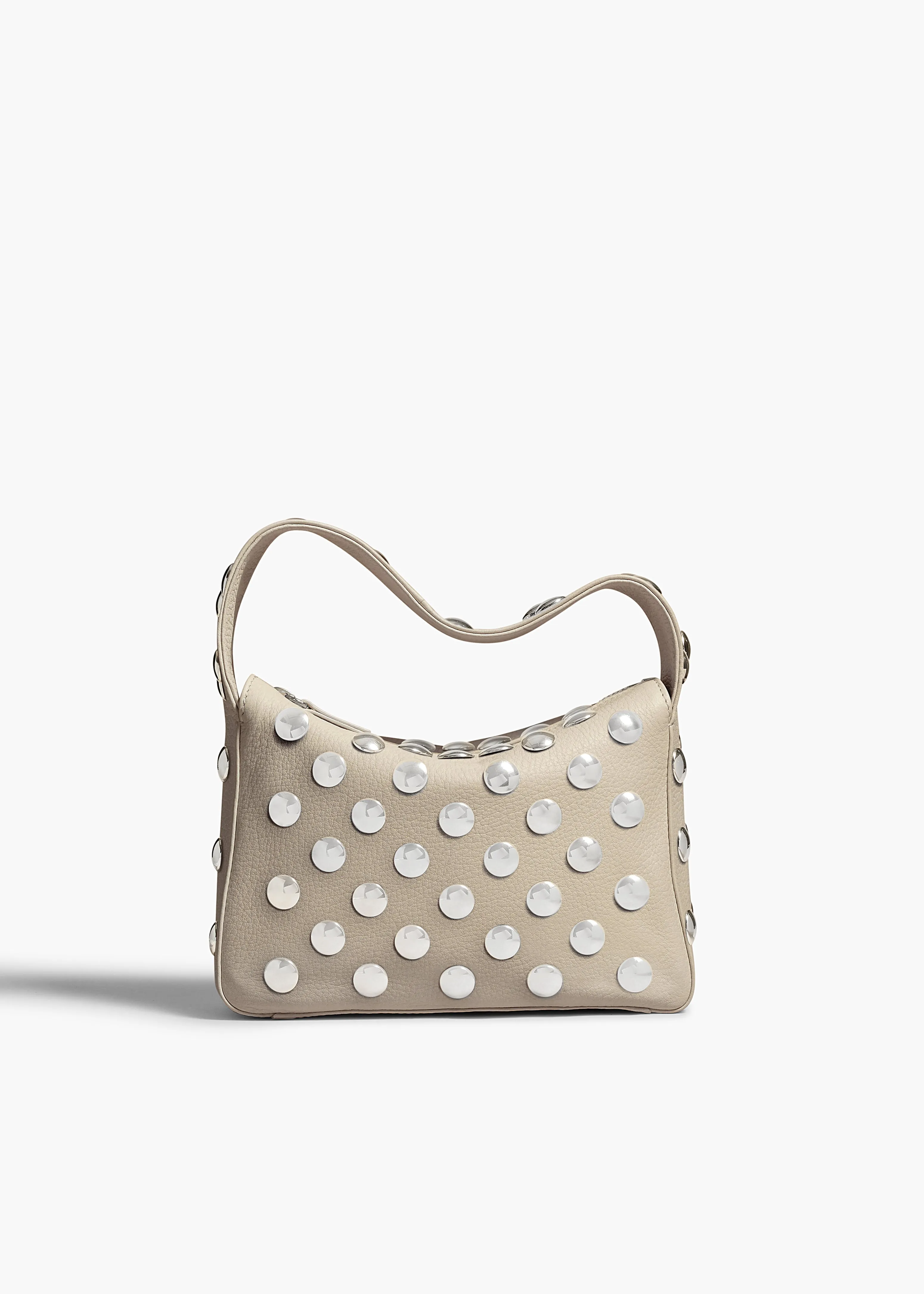 Small Elena Bag in Dark Ivory Leather with Silver Studs sold by KHAITE