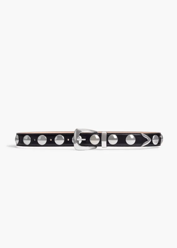 Benny Belt with Studs in Black Leather and Silver sold by KHAITE