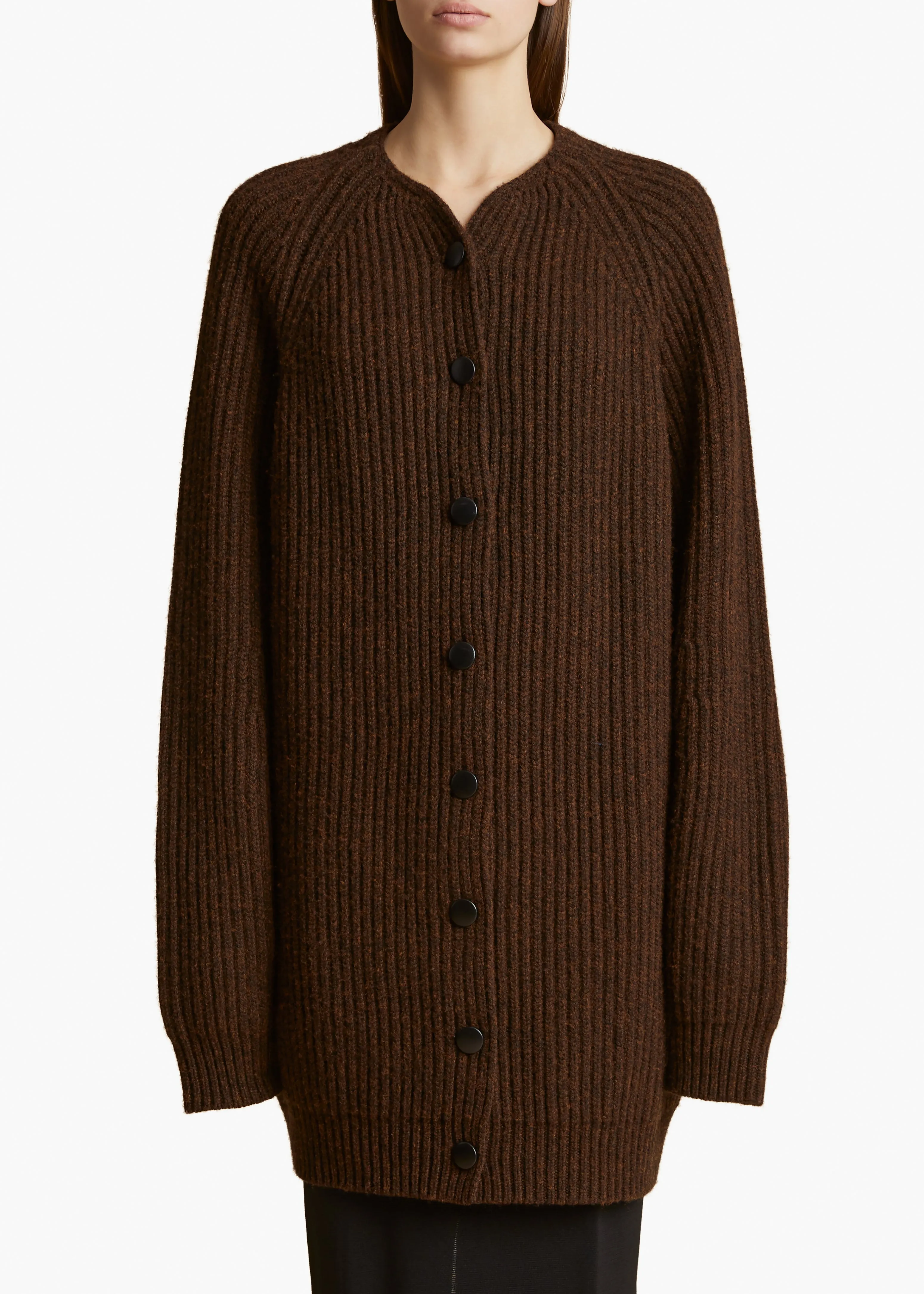 Jina Cardigan in Chestnut sold by KHAITE product image thumbnail 3