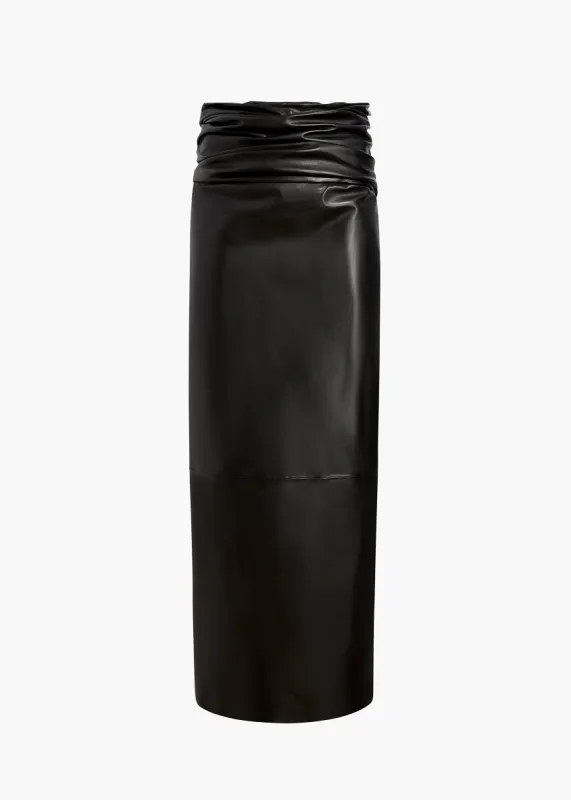 Winler Skirt in Black Leather made by KHAITE
