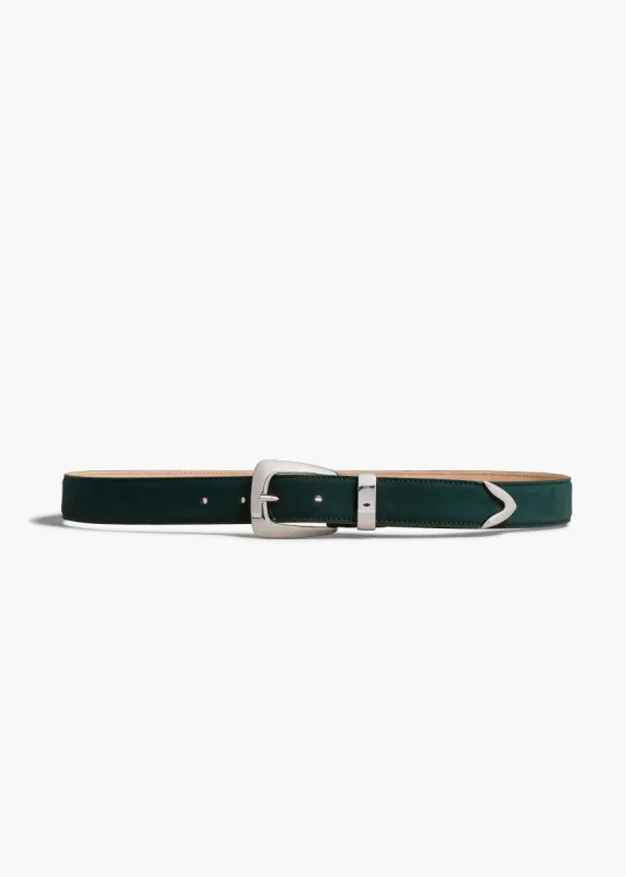 Benny Belt in English Green Suede with Silver sold by KHAITE