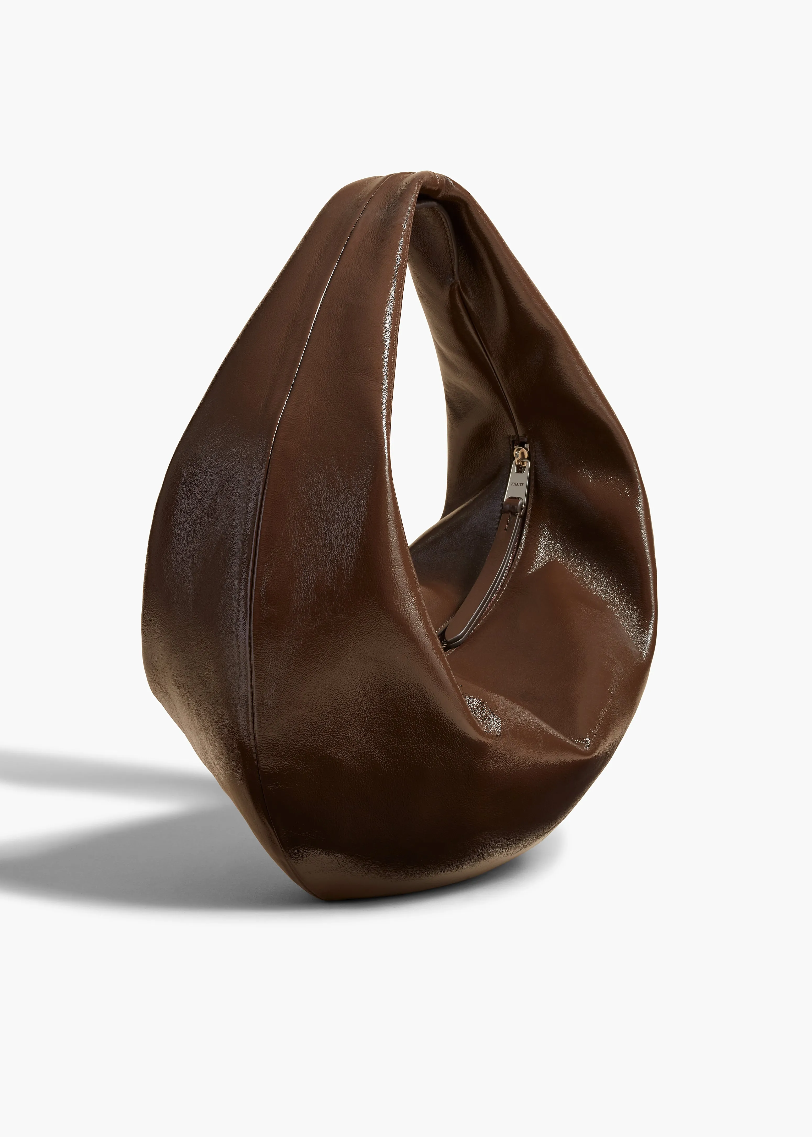 Medium Olivia Hobo in Chestnut Crackle Patent Leather sold by KHAITE product image thumbnail 2