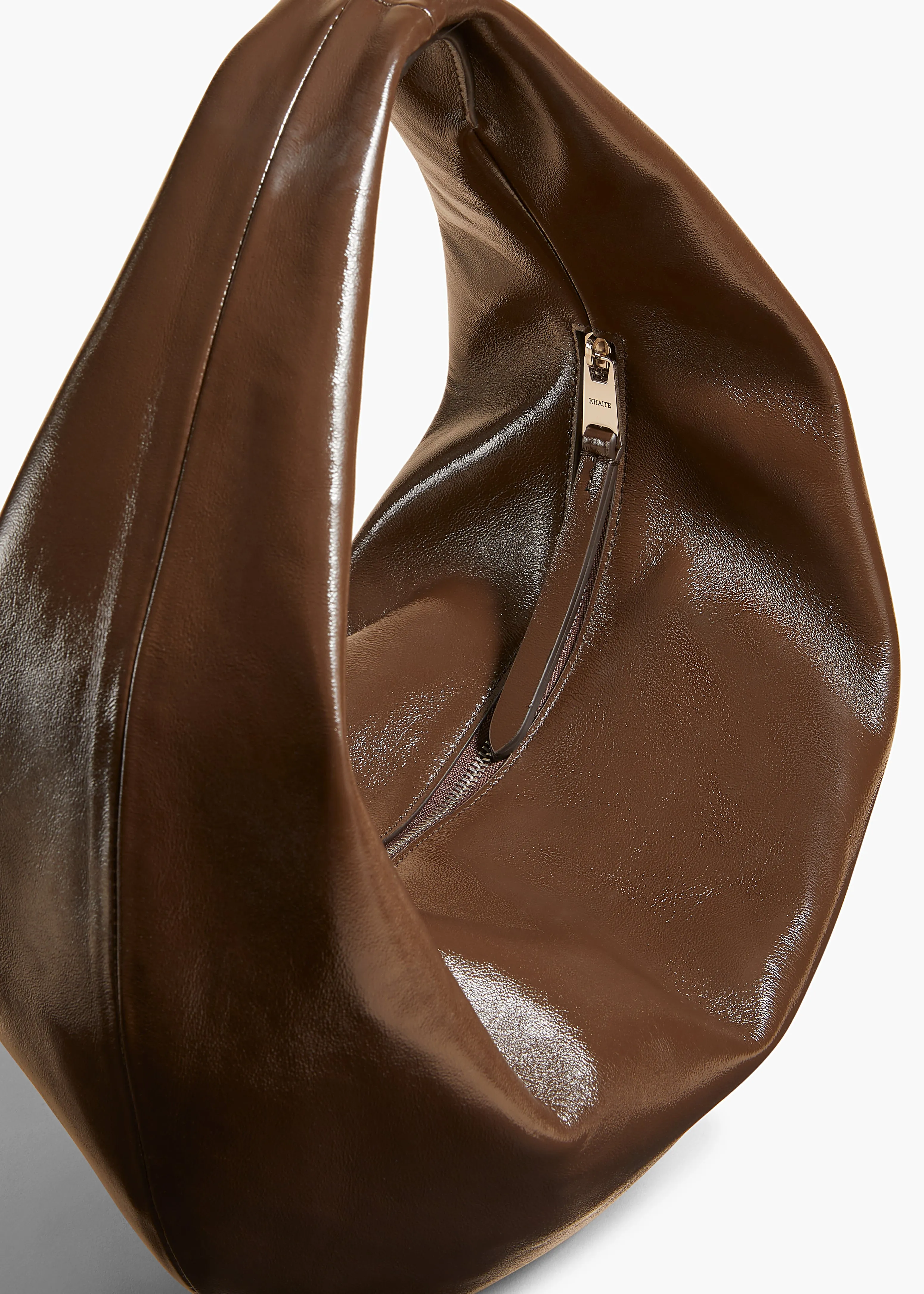 Medium Olivia Hobo in Chestnut Crackle Patent Leather sold by KHAITE product image thumbnail 3