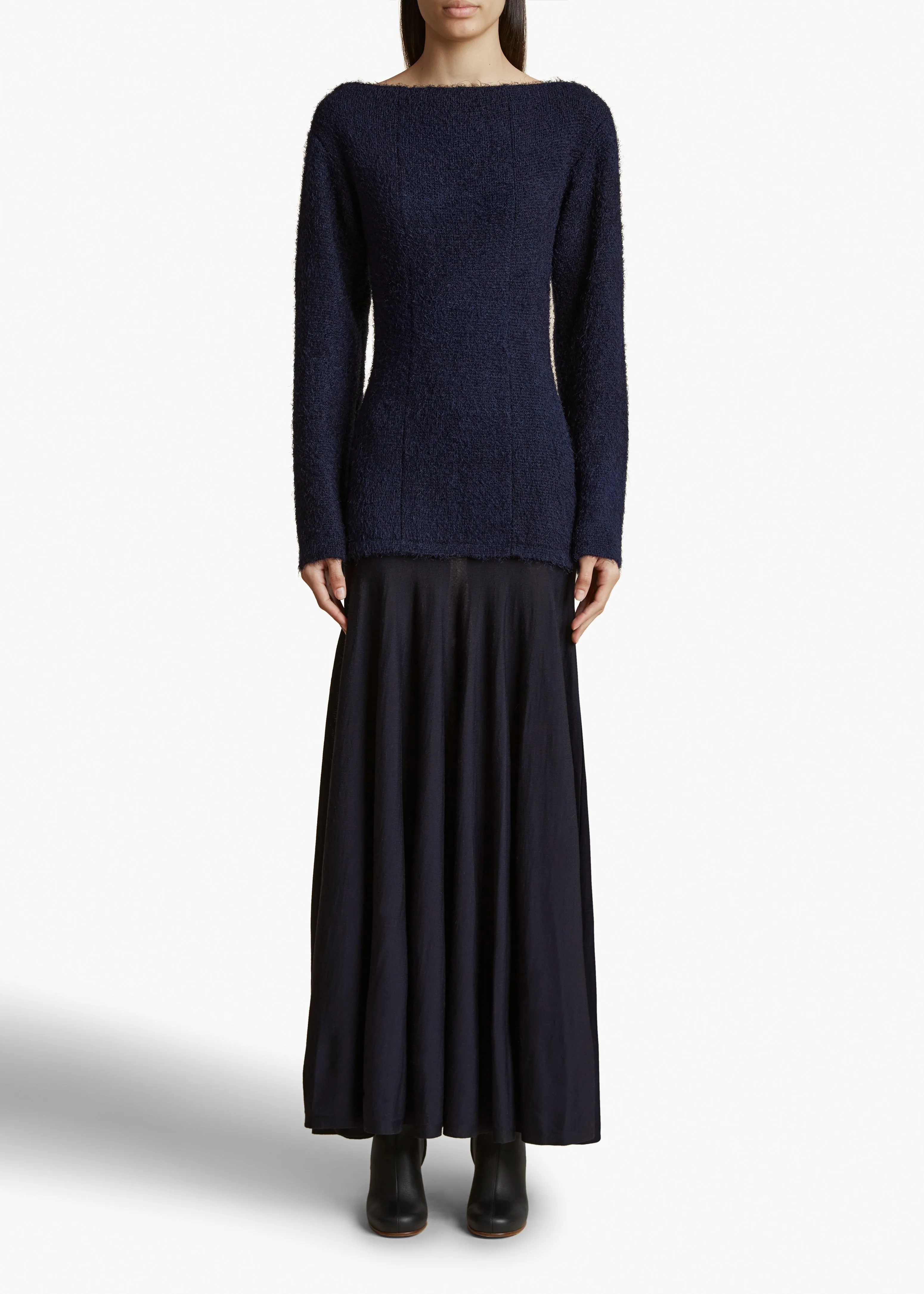 Xenia Dress in Navy sold by KHAITE product image thumbnail 3