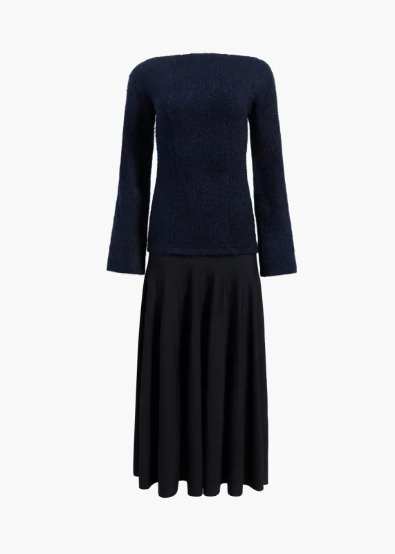 Xenia Dress in Navy sold by KHAITE
