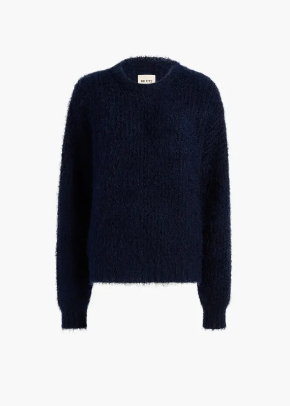 Manuela Sweater in Navy sold by KHAITE