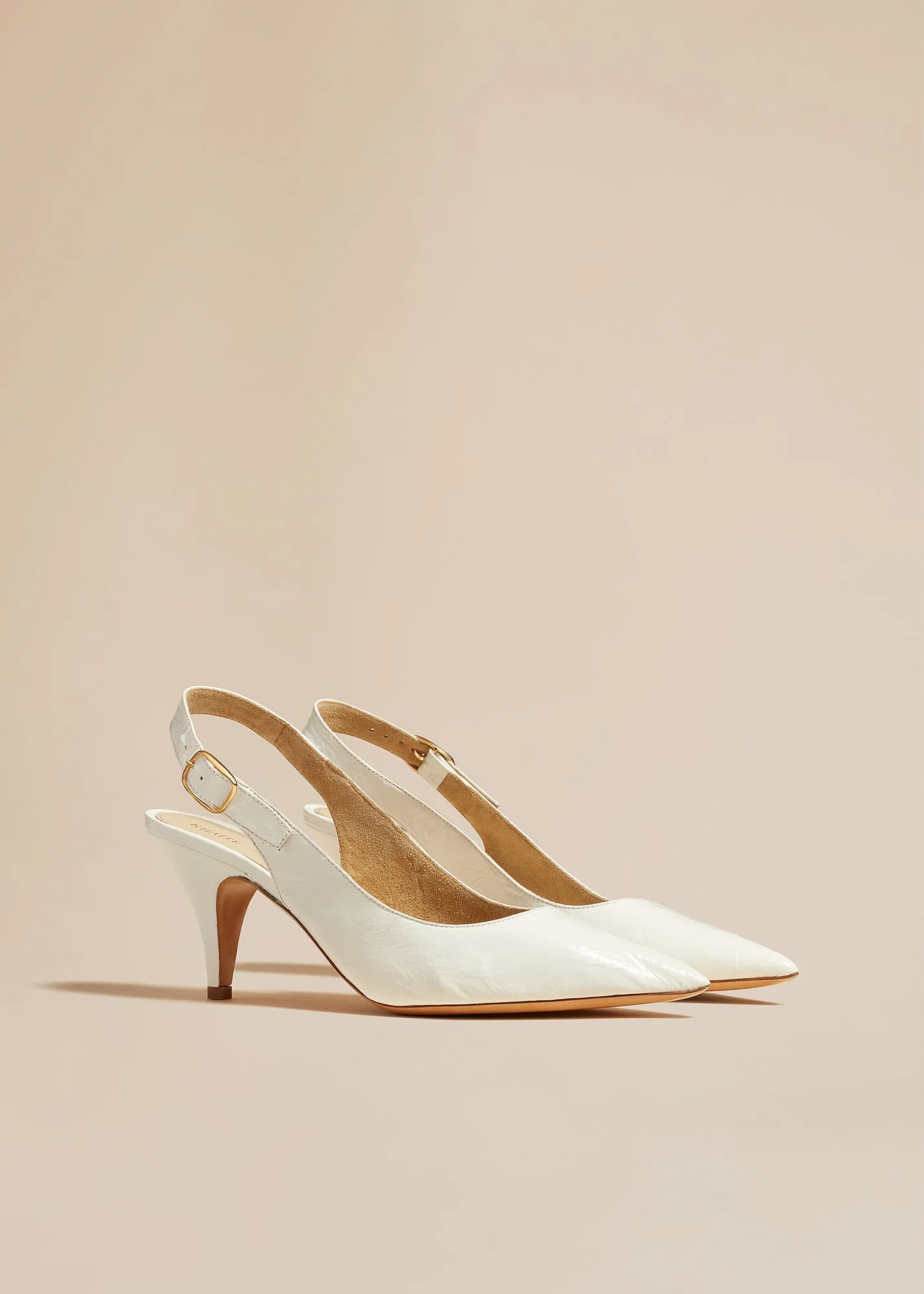 River Slingback Pump in White Crinkled Leather sold by KHAITE product image thumbnail 3