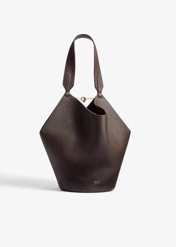 Small Lotus Tote in Dark Brown Pebbled Leather sold by KHAITE