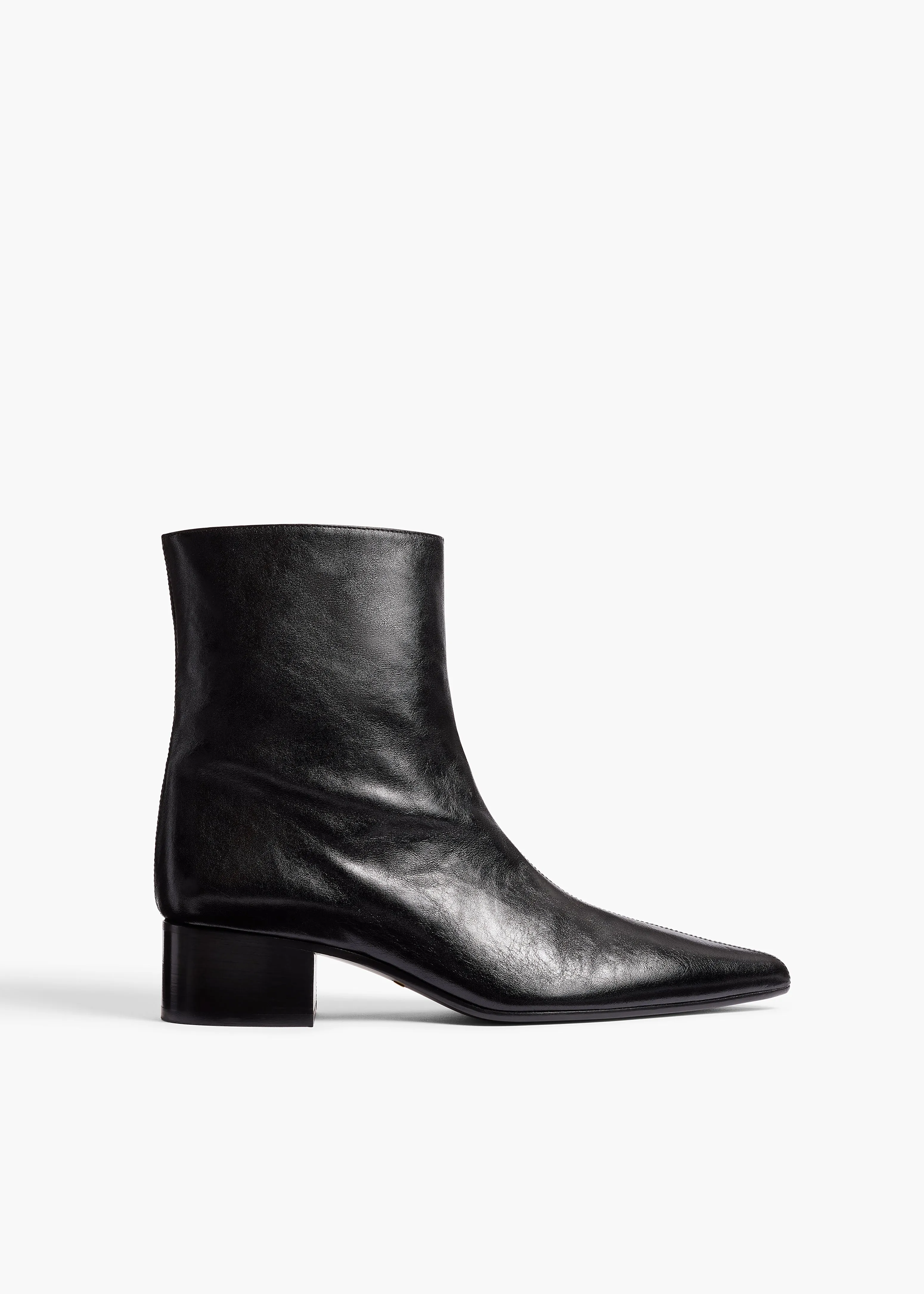 Andee Ankle Boot in Black Glazed Leather sold by KHAITE