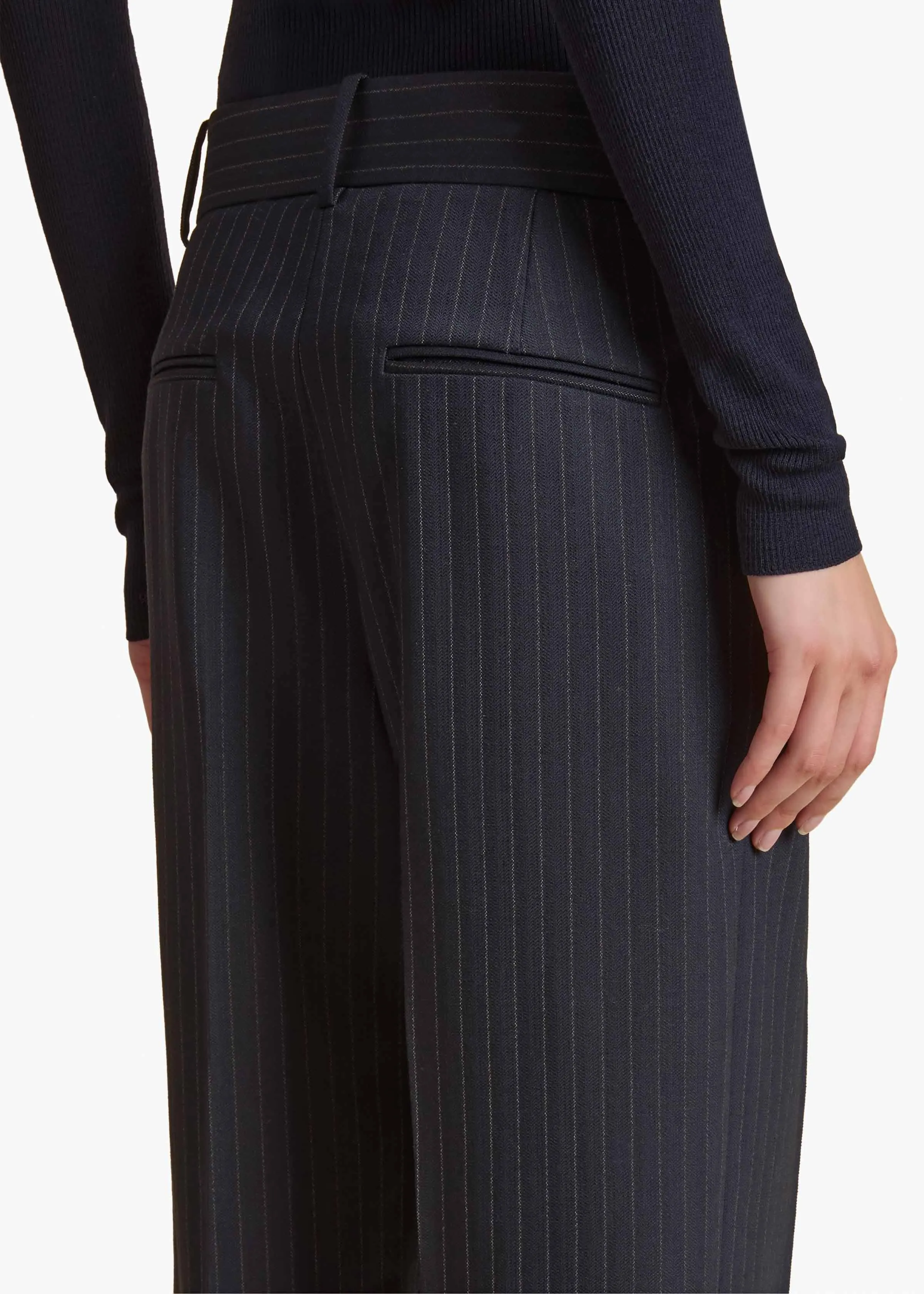 Cambie Pant in Navy and White Stripe sold by KHAITE product image thumbnail 5