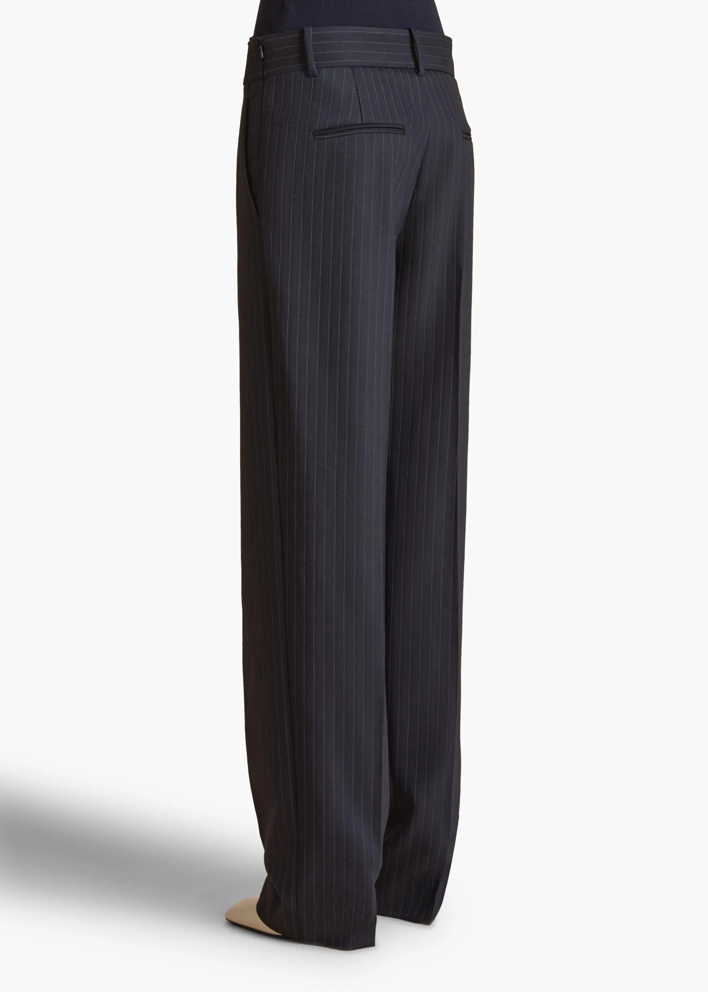 Cambie Pant in Navy and White Stripe sold by KHAITE product image thumbnail 4